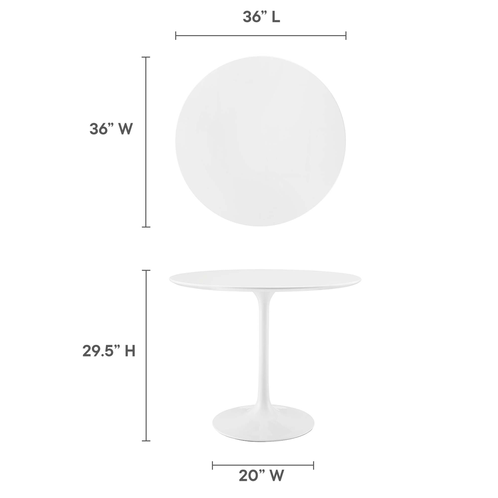 Lippa 36" Round Wood Dining Table, White