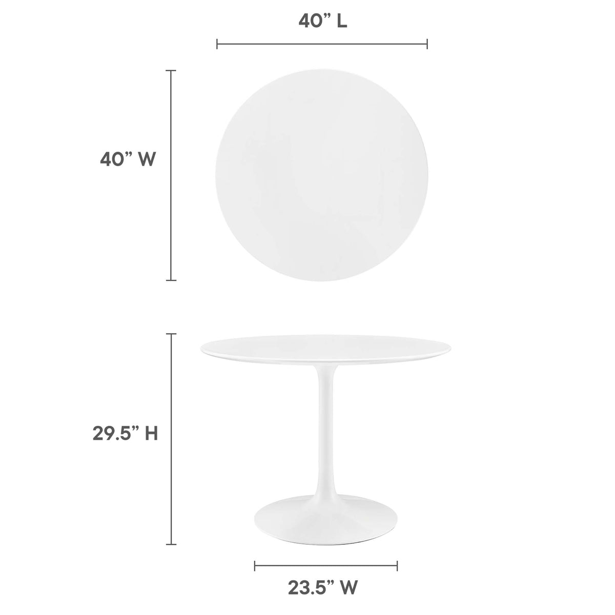 Lippa 40" Round Wood Dining Table, White