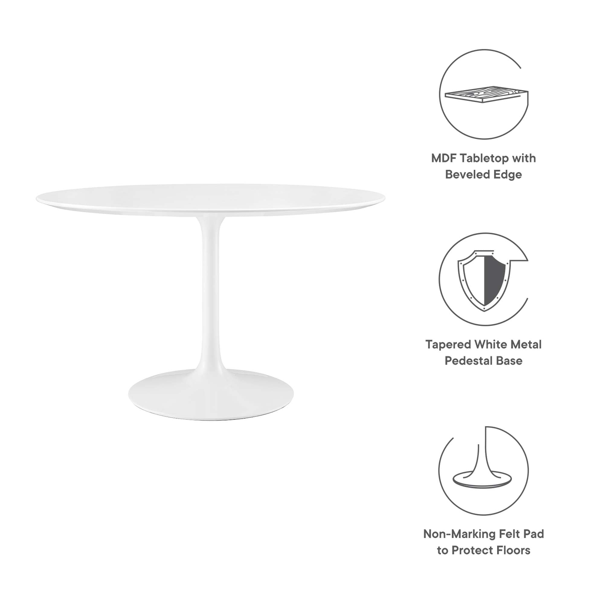 Lippa 48" Round Wood Dining Table, White