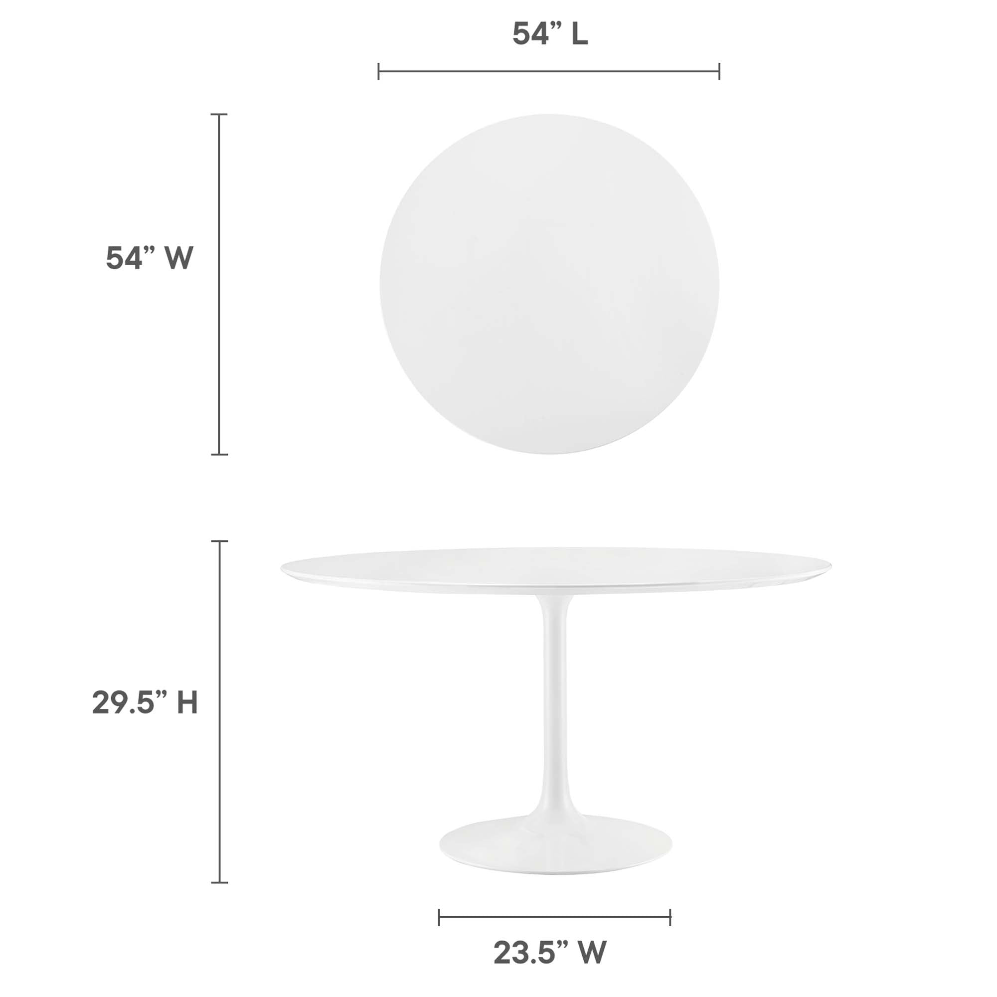 Lippa 54" Round Wood Dining Table, White