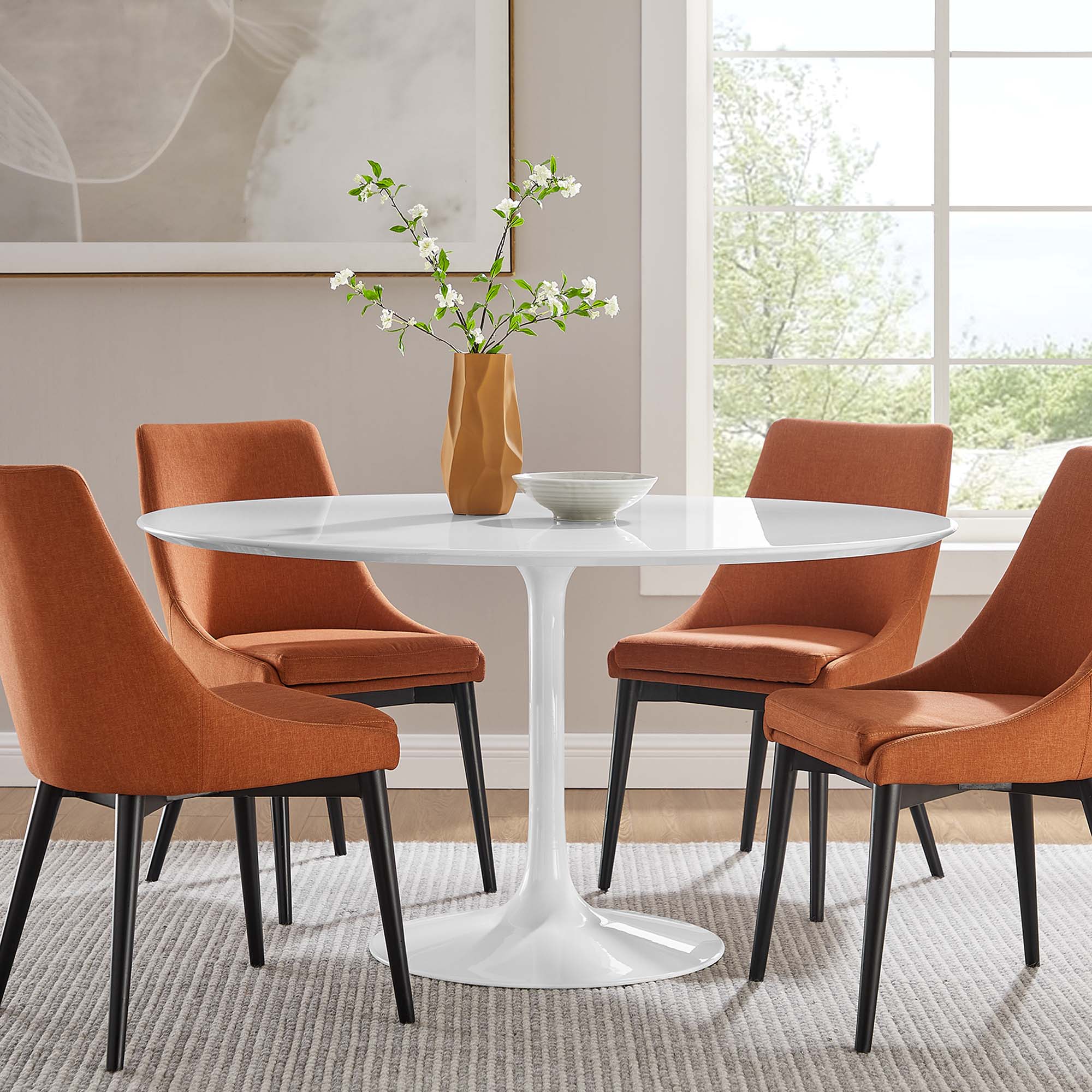 Lippa 54" Round Wood Dining Table, White