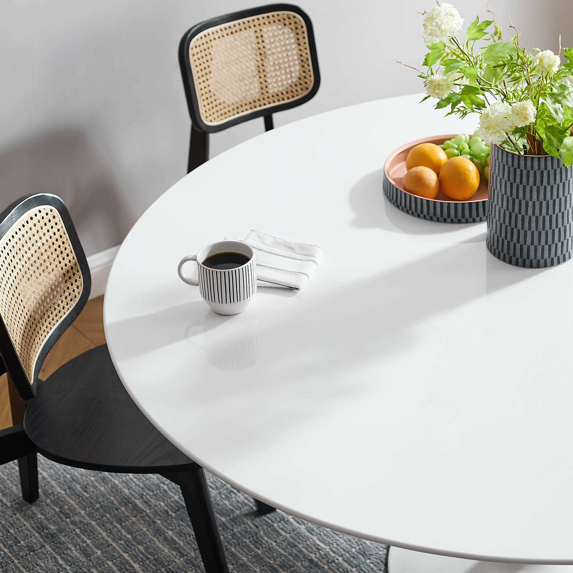 Lippa 60" Round Wood Dining Table, White