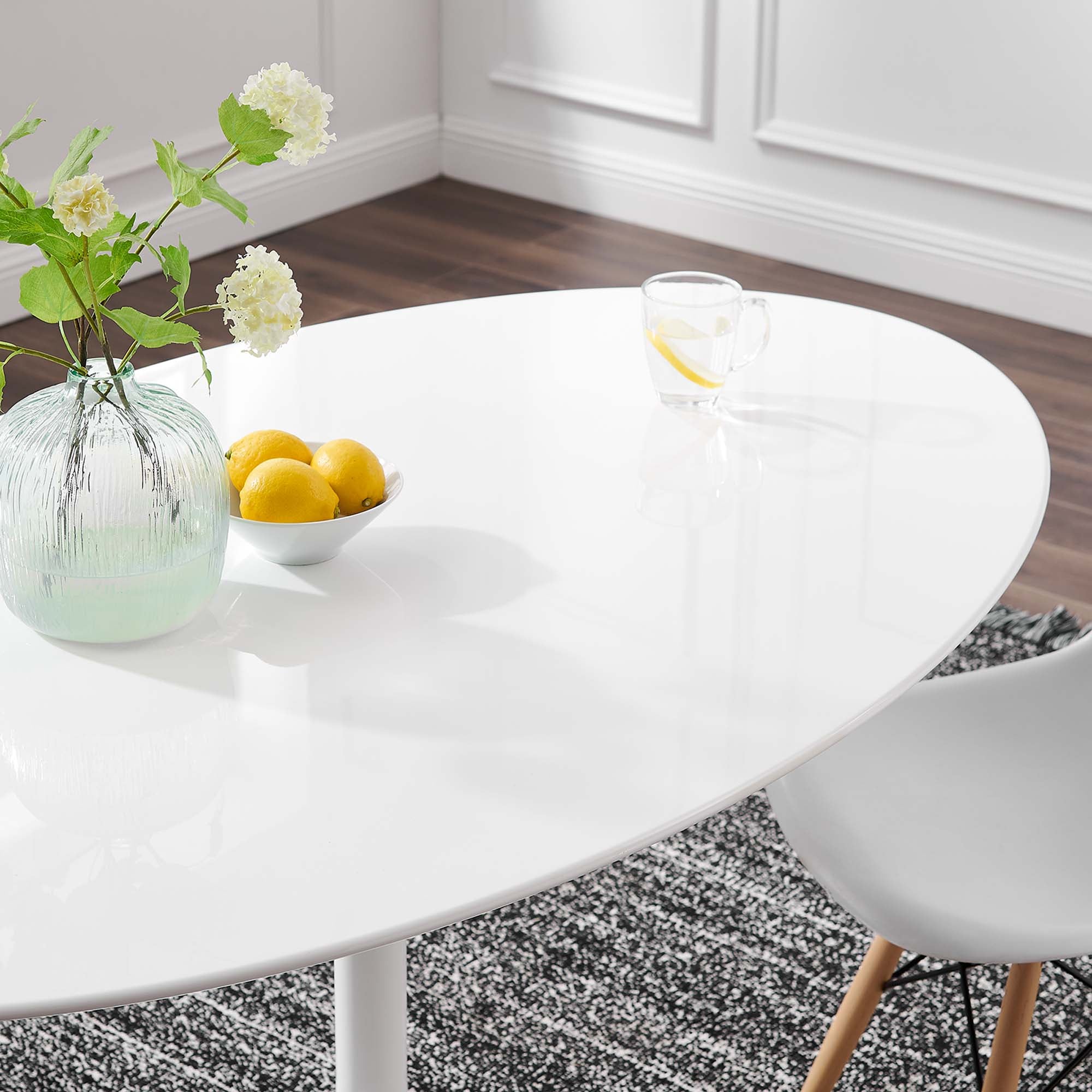 Lippa 60" Oval Wood Dining Table, White