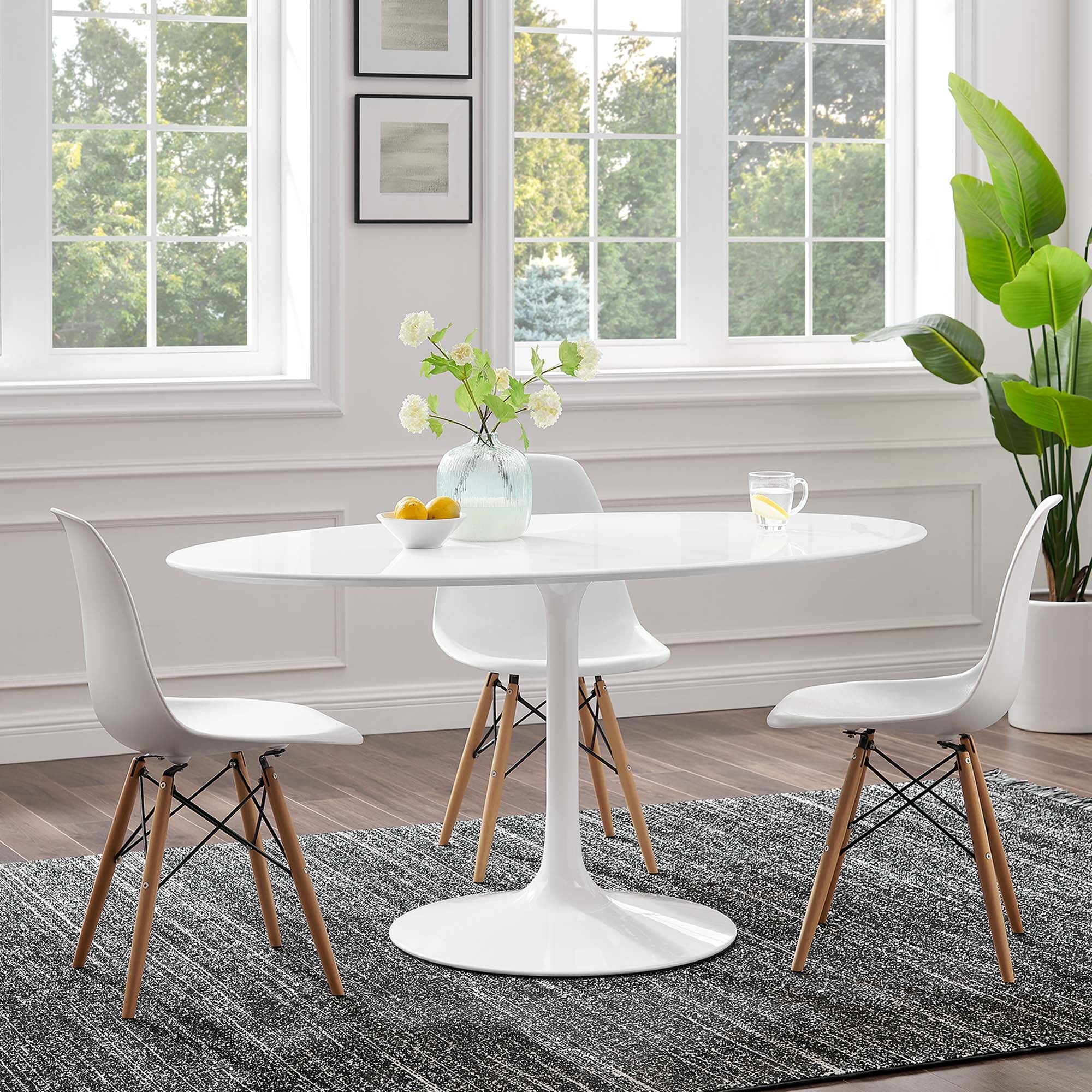 Lippa 60" Oval Wood Dining Table, White