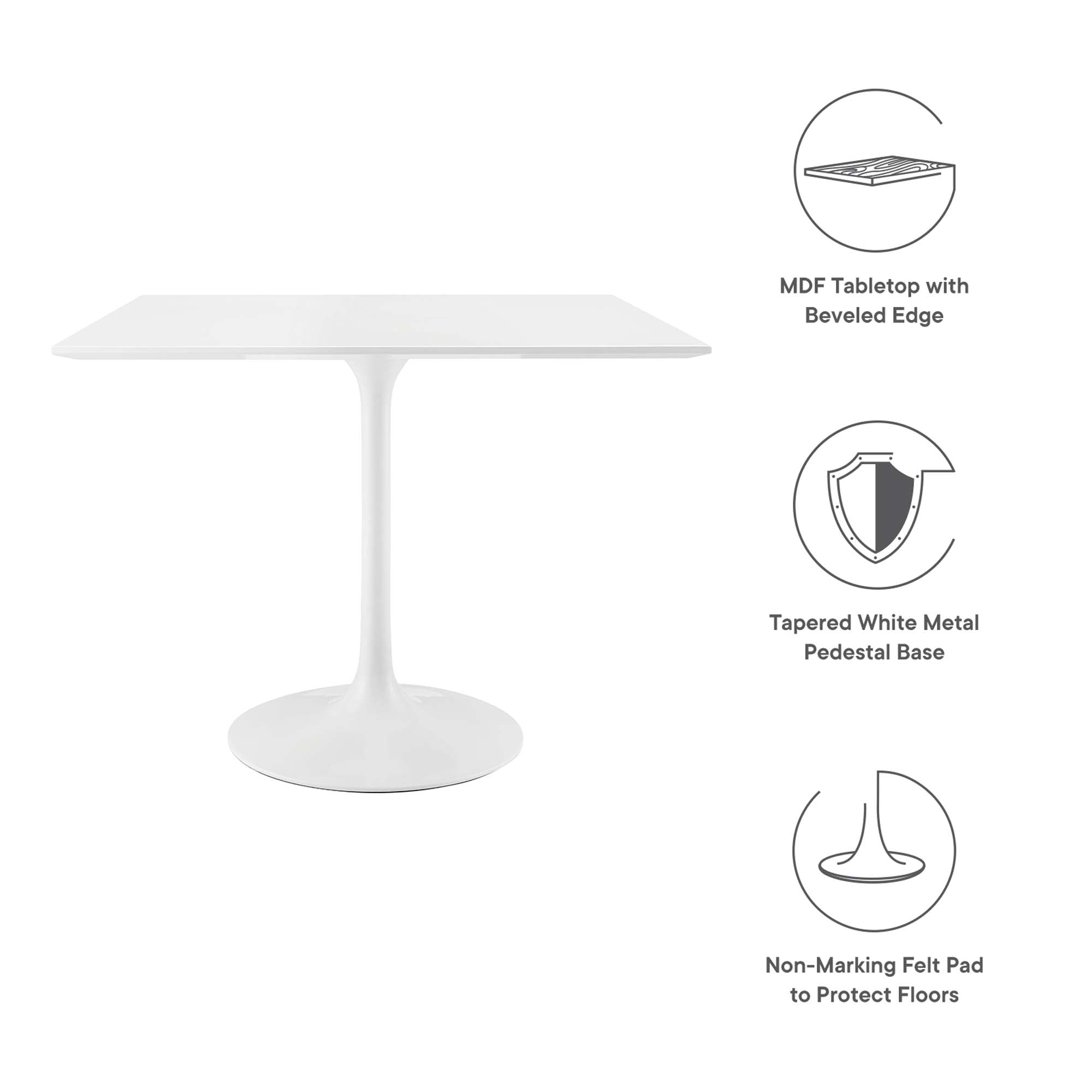 Lippa 36" Square Wood Dining Table, White