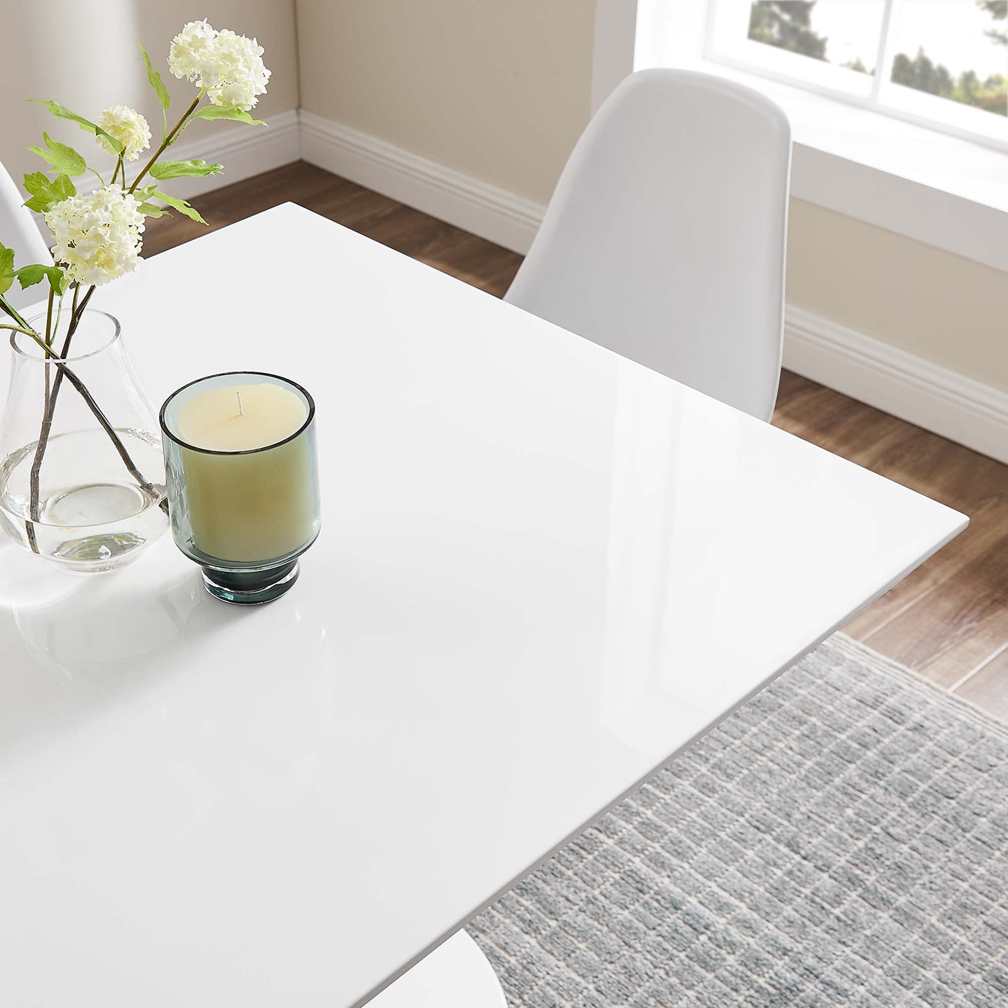 Lippa 36" Square Wood Dining Table, White