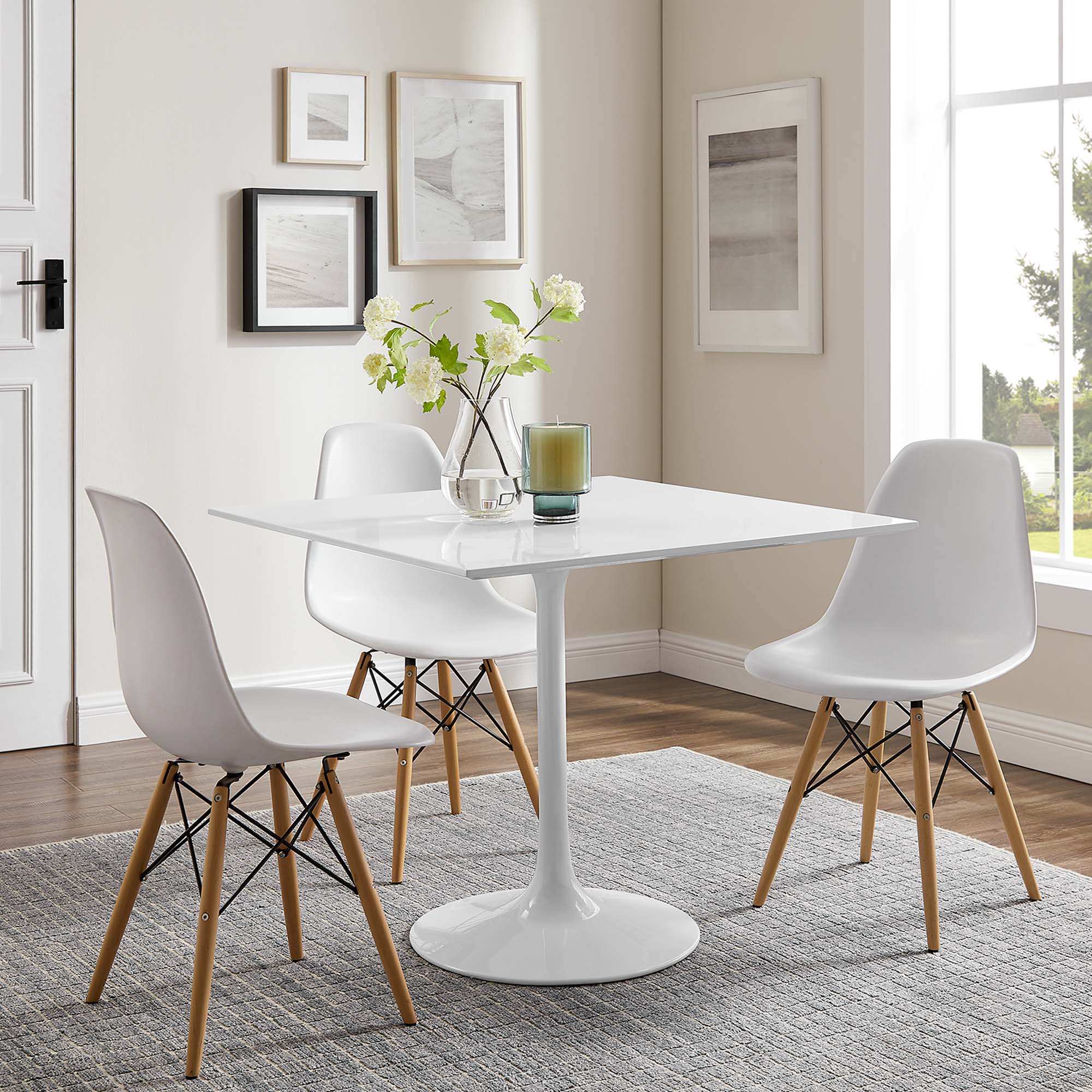 Lippa 36" Square Wood Dining Table, White