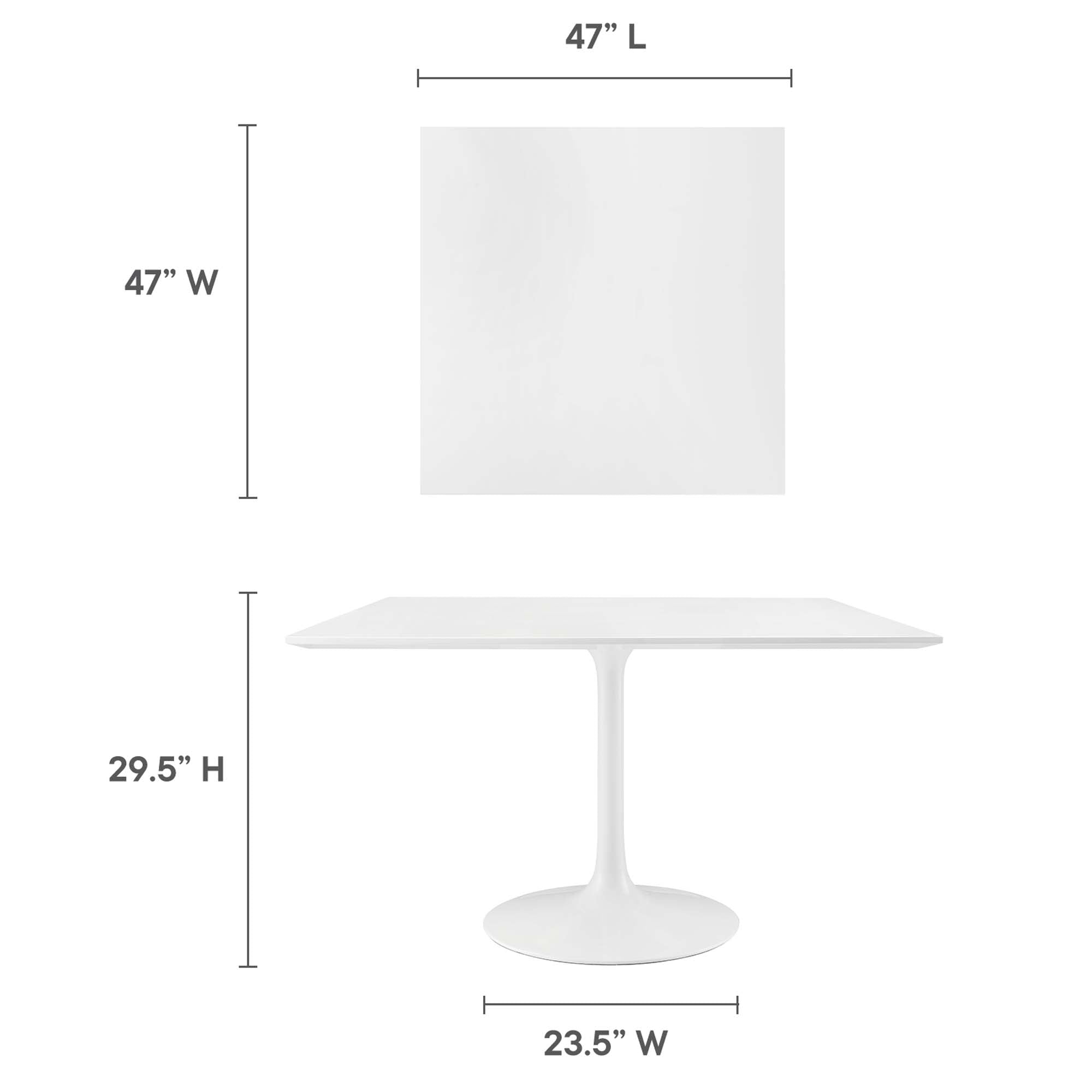Lippa 48" Square Wood Dining Table, White