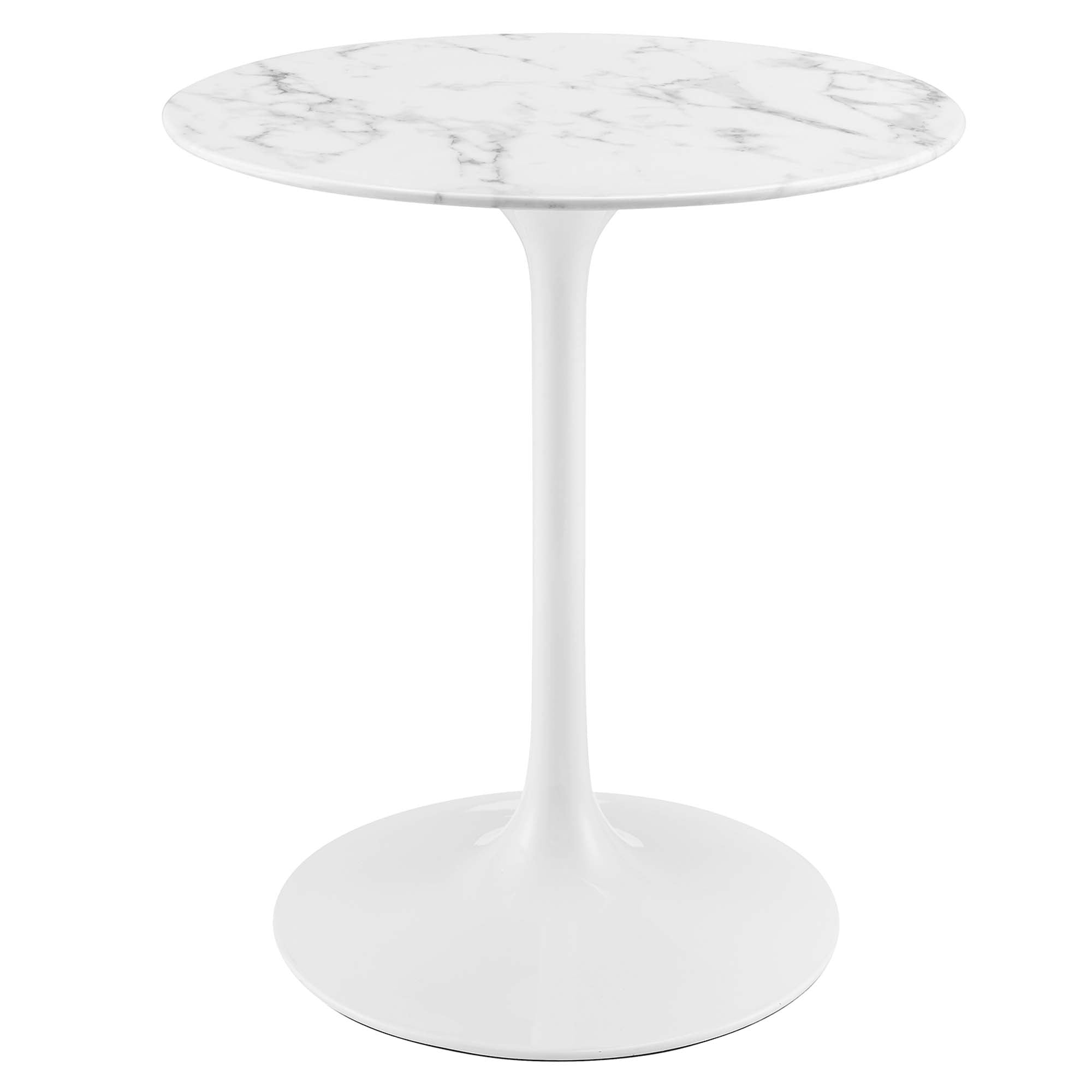 Lippa 28" Round Faux Marble Dining Table, White
