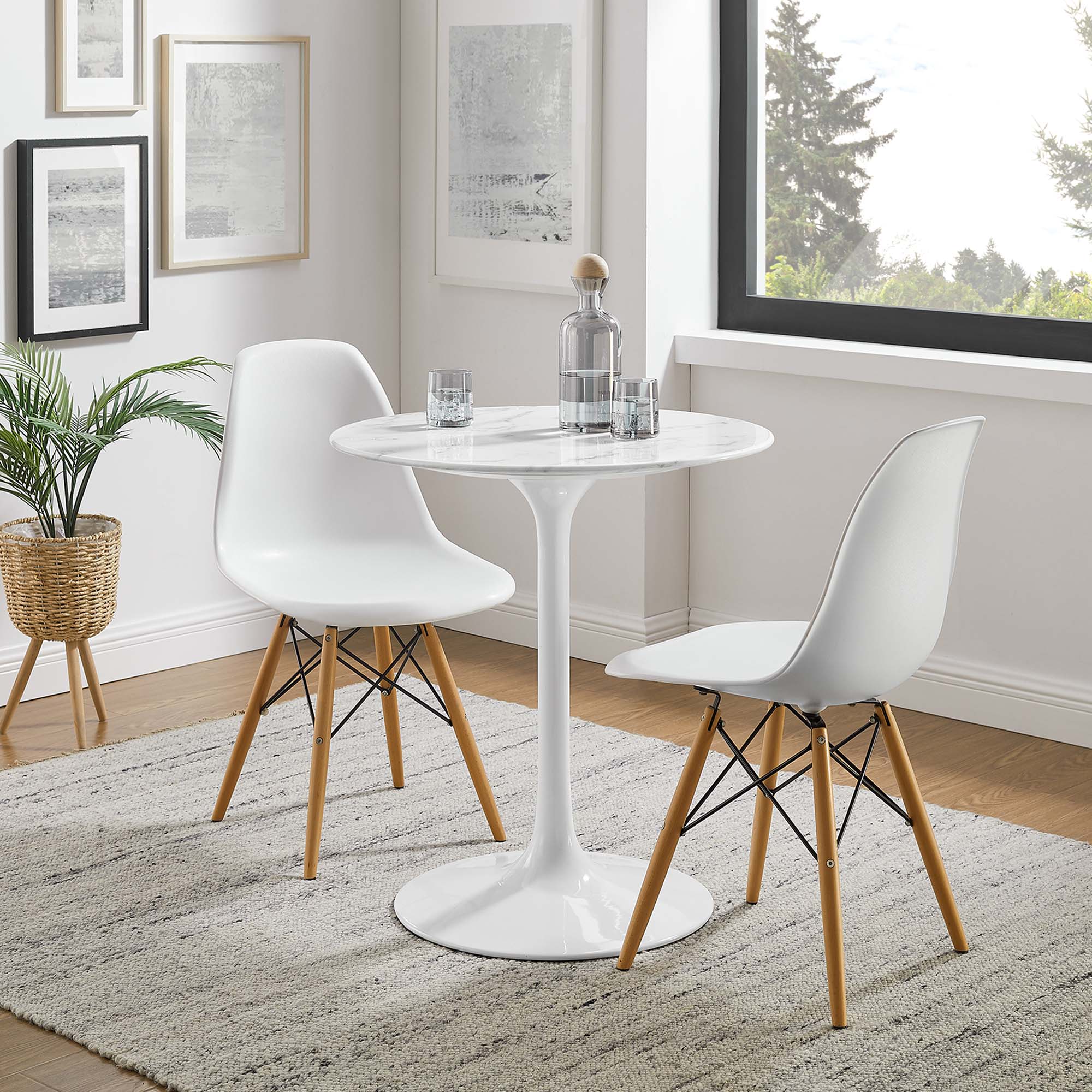 Lippa 28" Round Faux Marble Dining Table, White