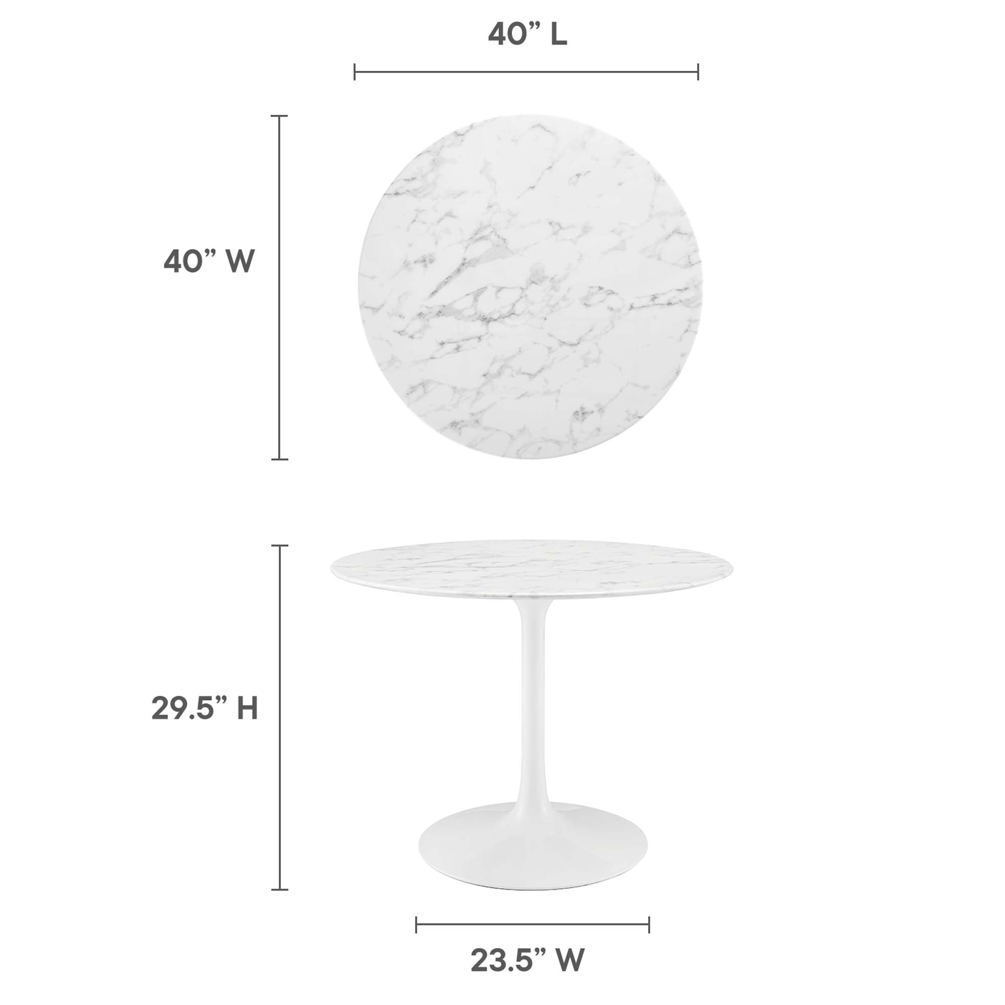 Lippa 40" Round Faux Marble Dining Table, White