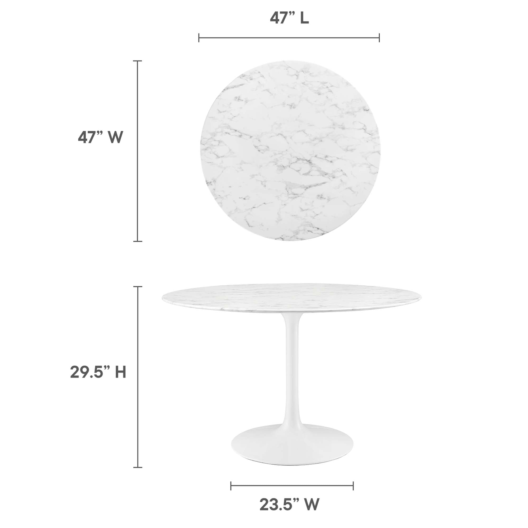 Lippa 48" Round Faux Marble Dining Table, White