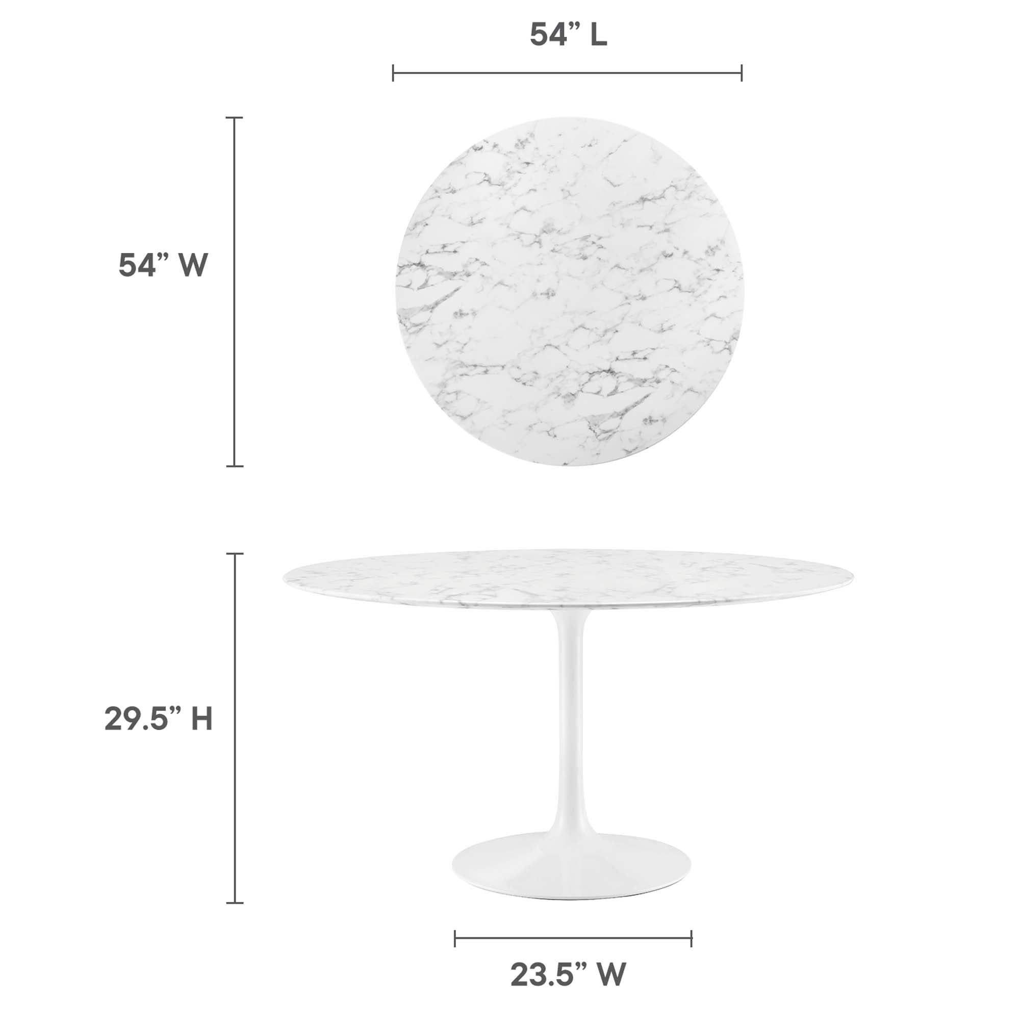 Lippa 54" Round Faux Marble Dining Table, White
