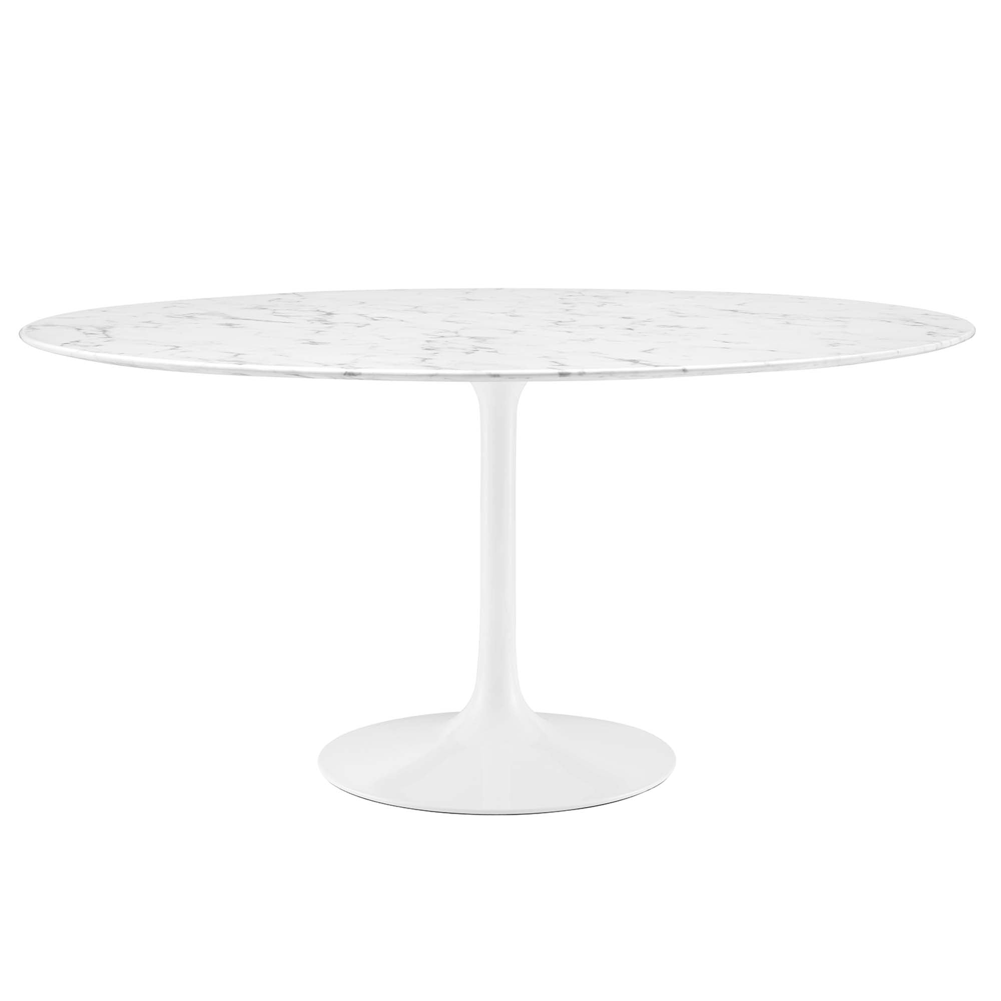 Lippa 60" Round Faux Marble Dining Table, White
