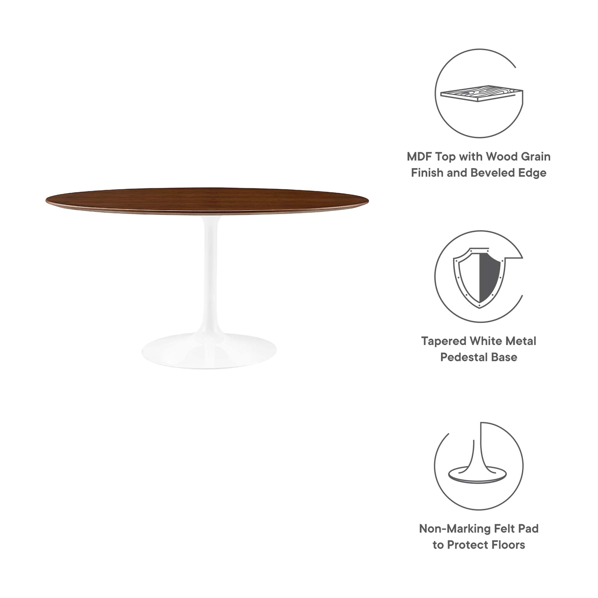 Lippa 60" Oval Wood Dining Table, Walnut