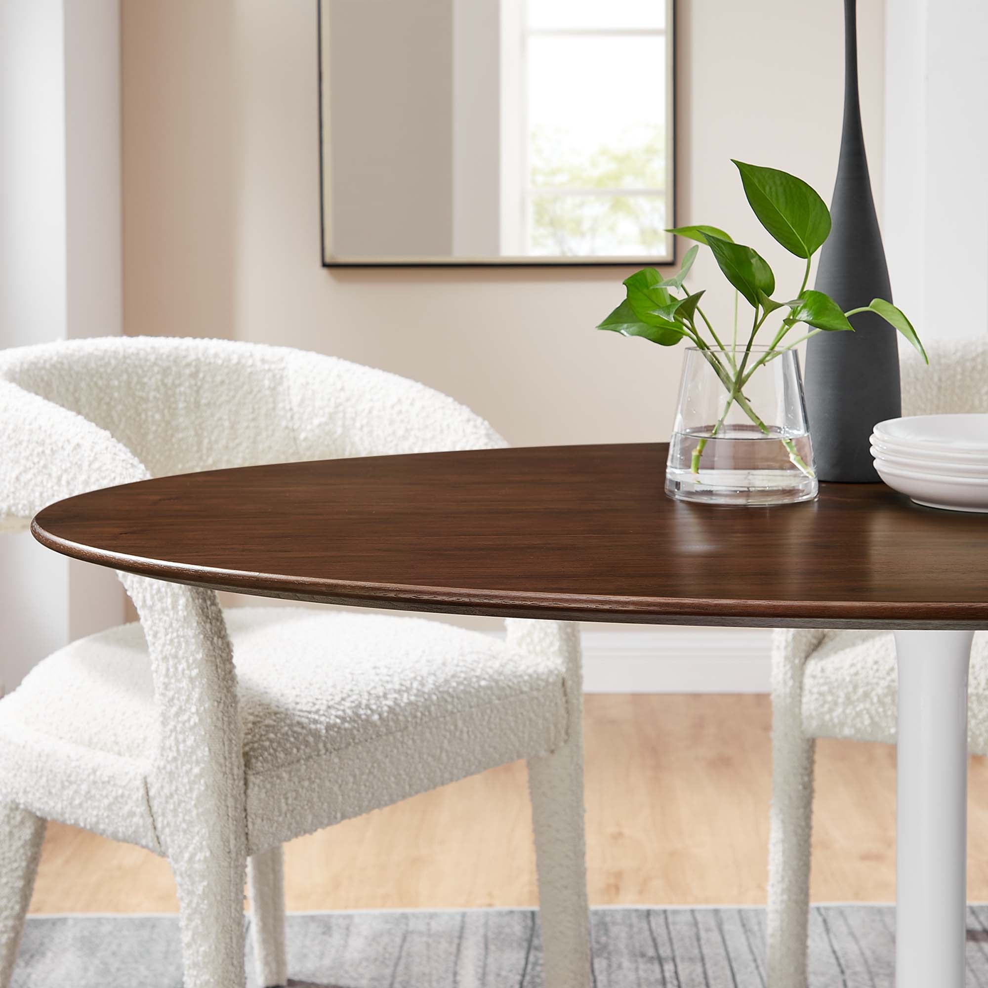 Lippa 60" Oval Wood Dining Table, Walnut