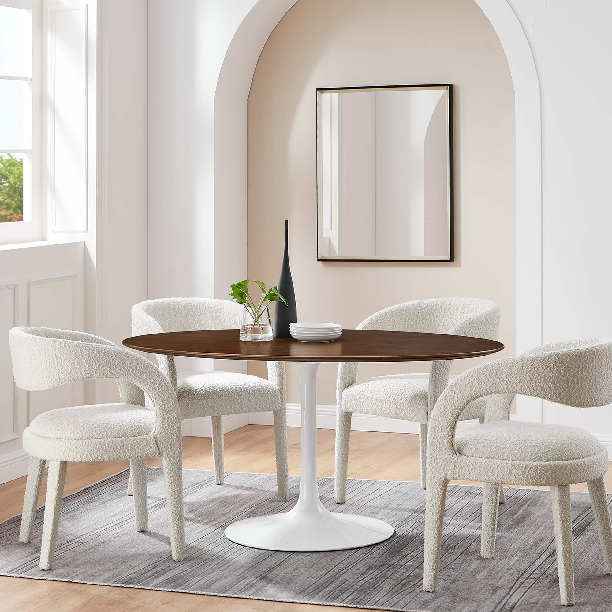 Lippa 60" Oval Wood Dining Table, Walnut
