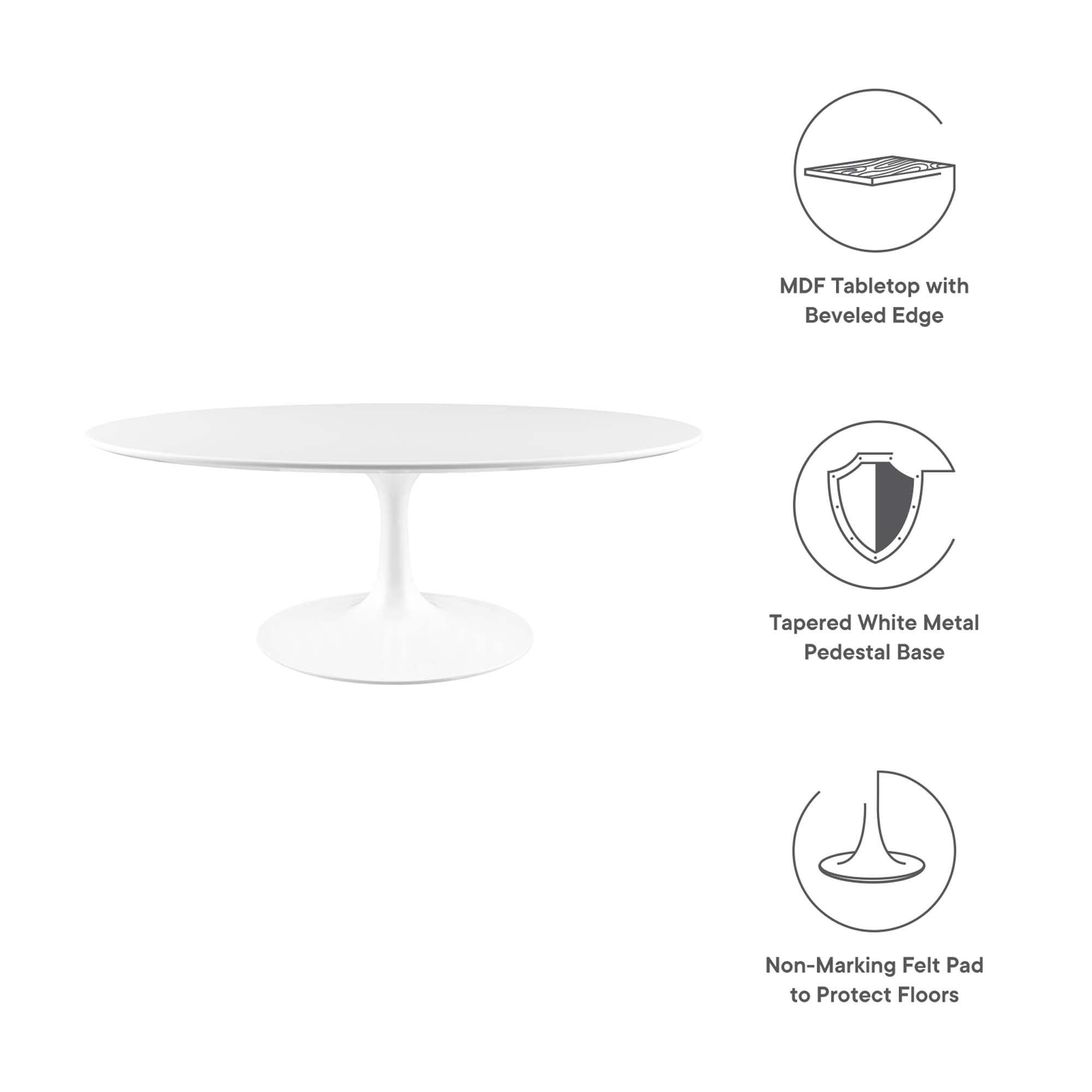 Lippa 42" Oval Wood Coffee Table, White