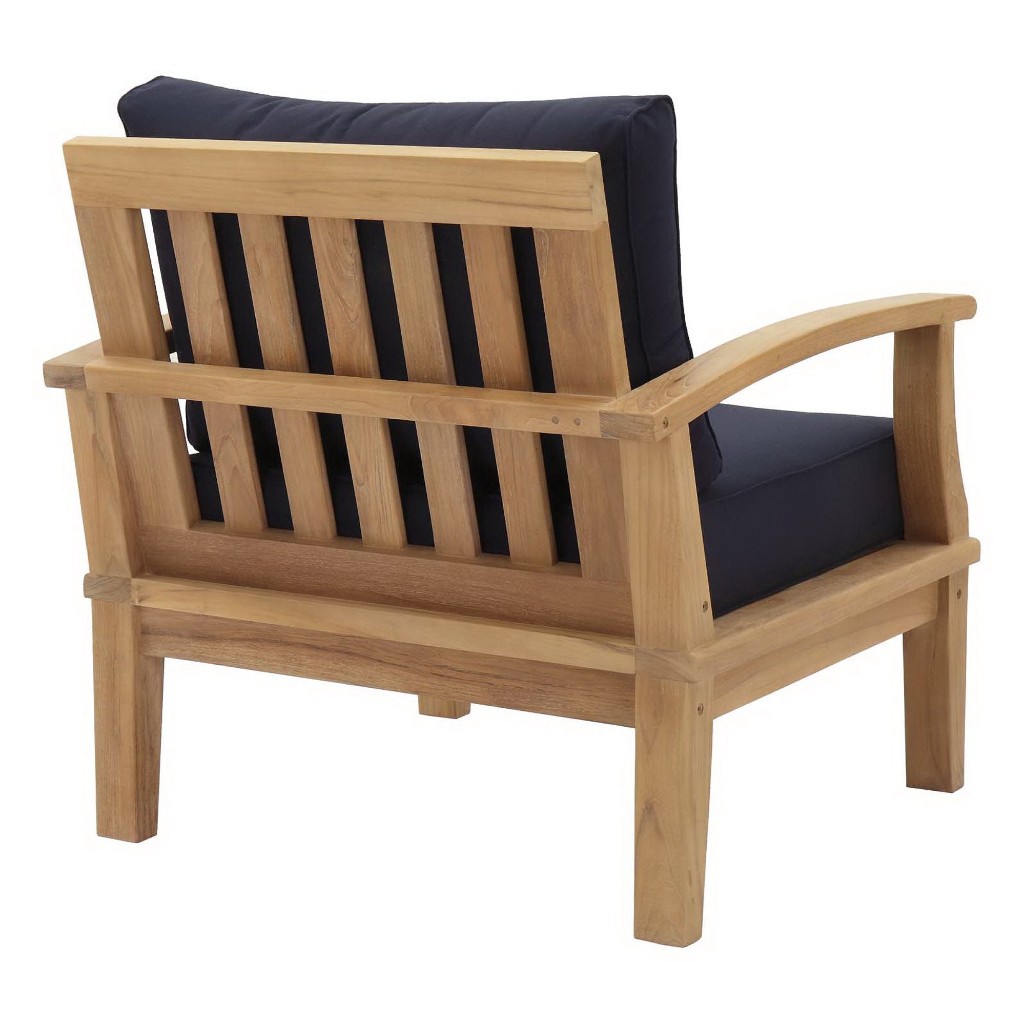 Marina Outdoor Patio Teak Armchair, Natural Navy