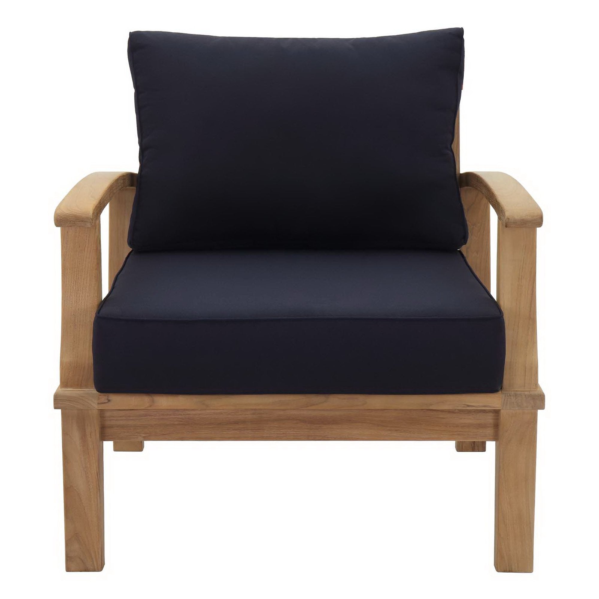 Marina Outdoor Patio Teak Armchair, Natural Navy