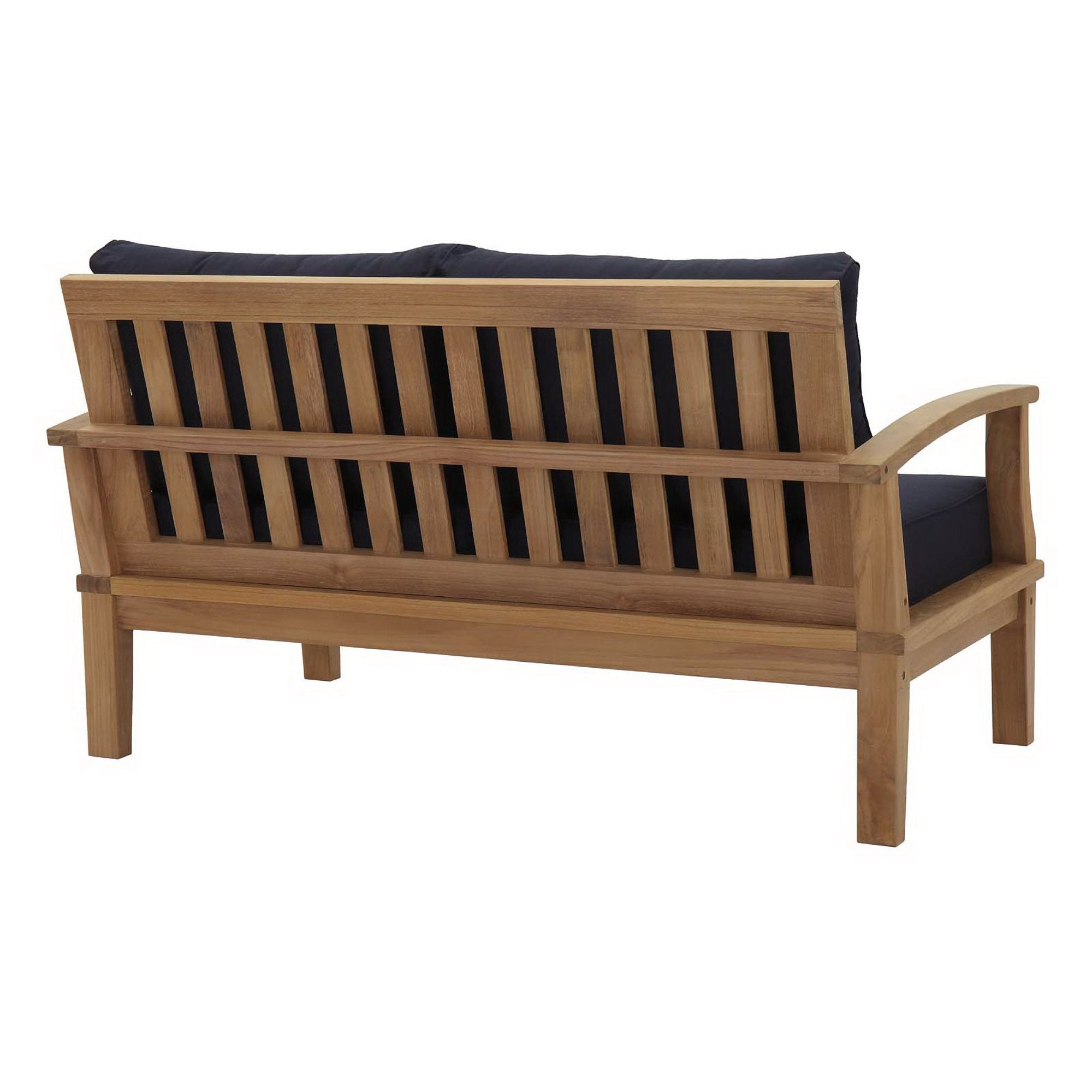 Marina Outdoor Patio Teak Loveseat, Natural Navy