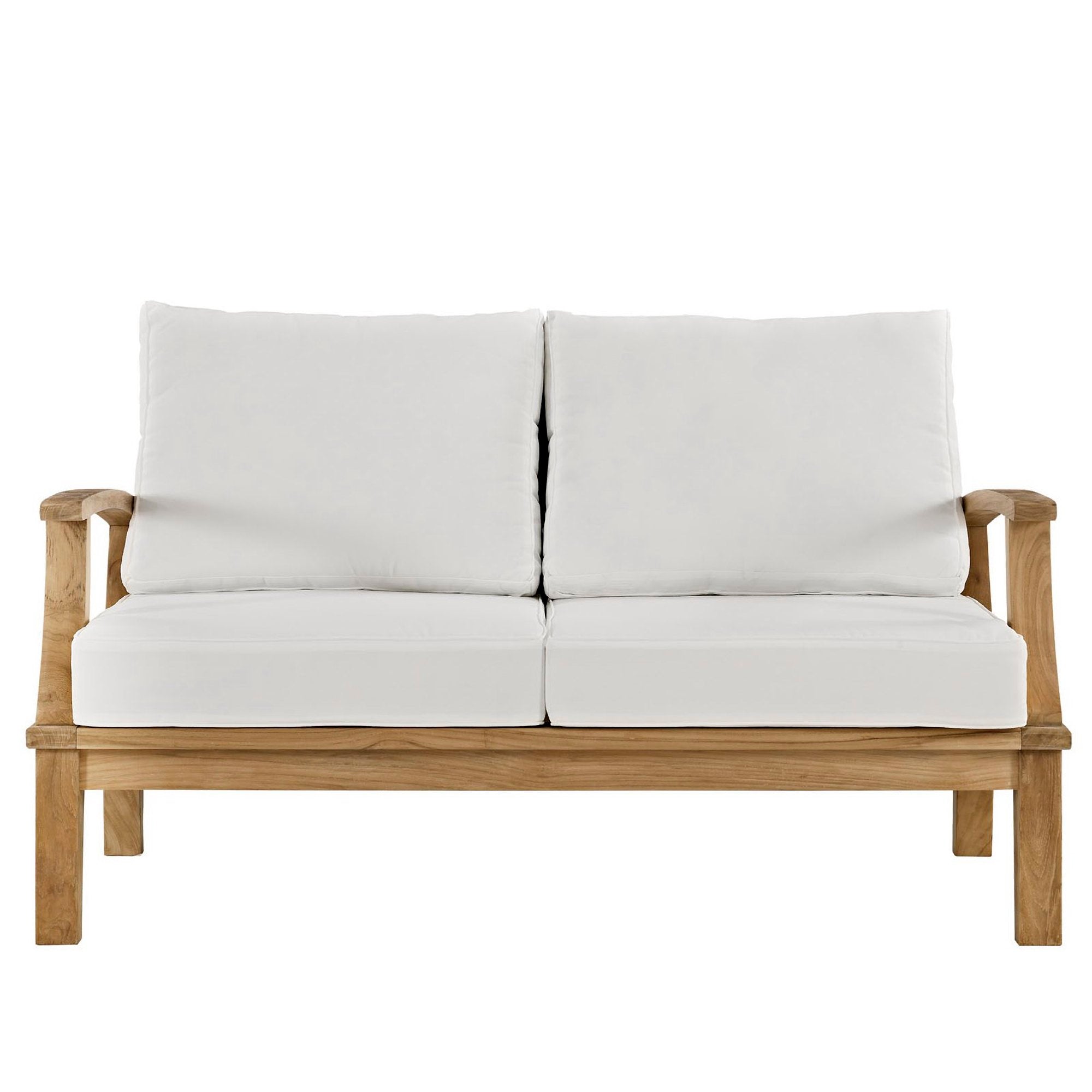 Marina Outdoor Patio Teak Loveseat, Natural White