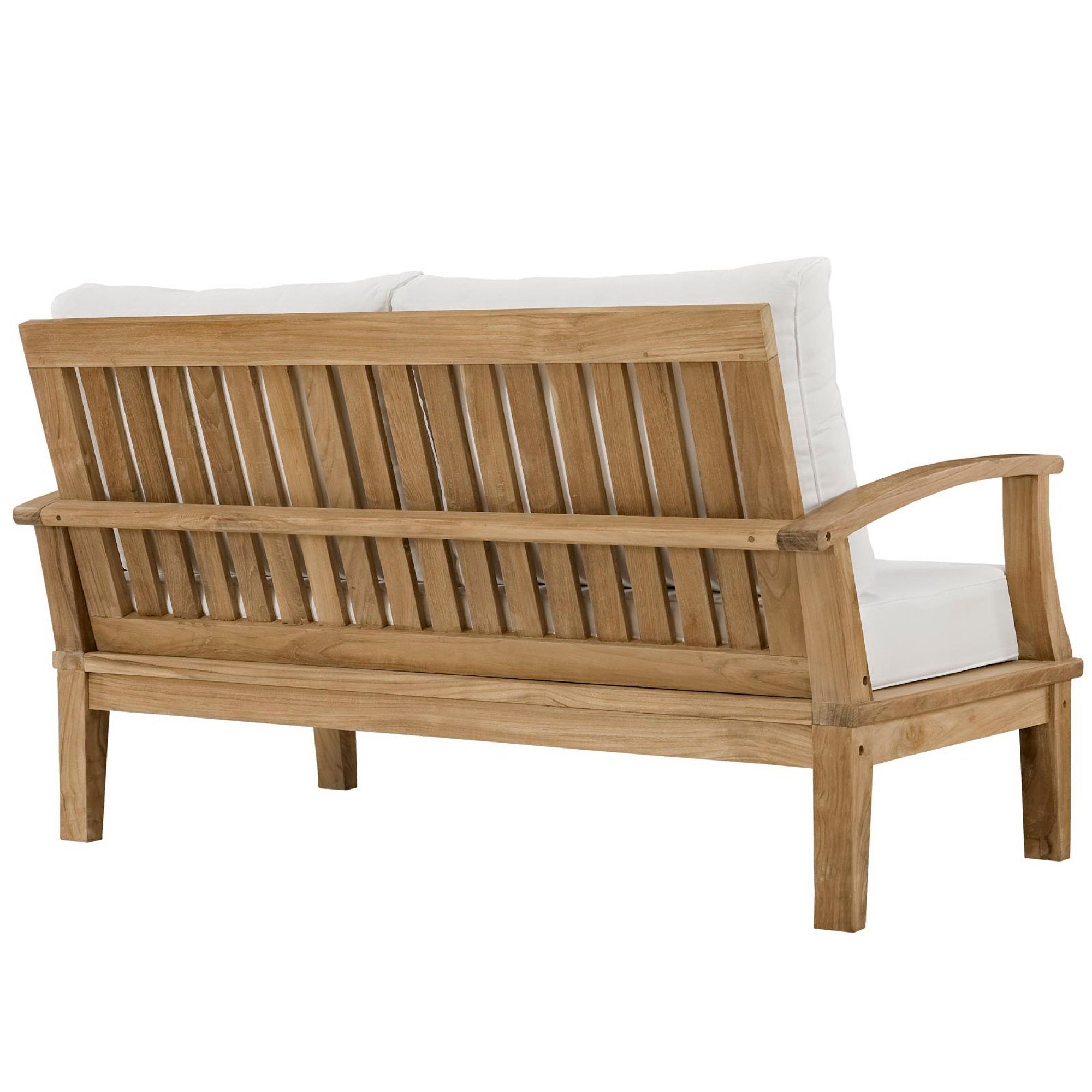 Marina Outdoor Patio Teak Loveseat, Natural White