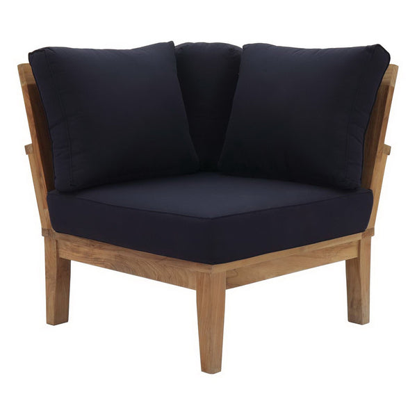 Marina Outdoor Patio Teak Corner Sofa, Natural Navy