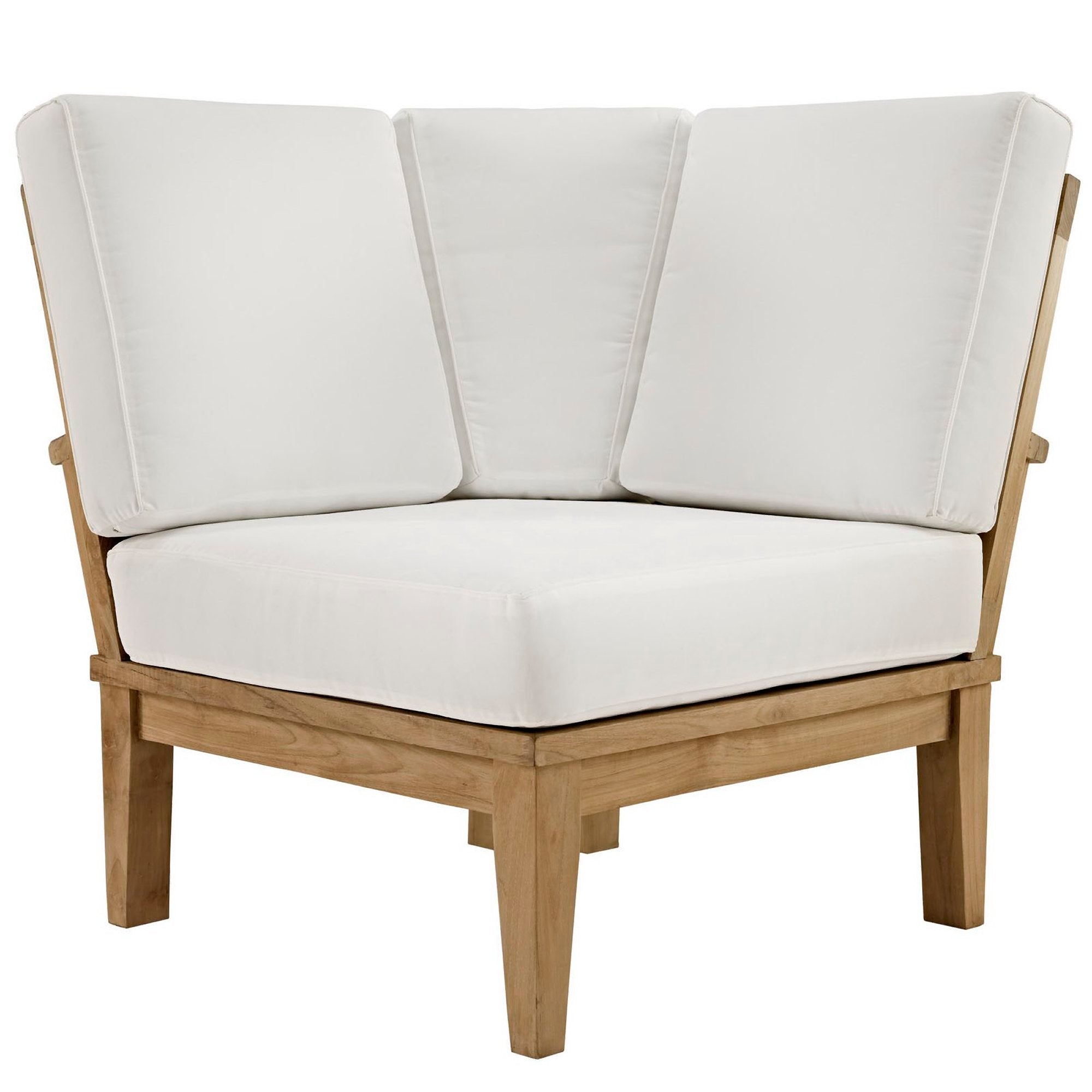 Marina Outdoor Patio Teak Corner Sofa, Natural White