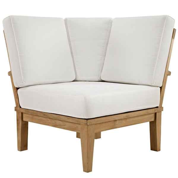 Marina Outdoor Patio Teak Corner Sofa, Natural White