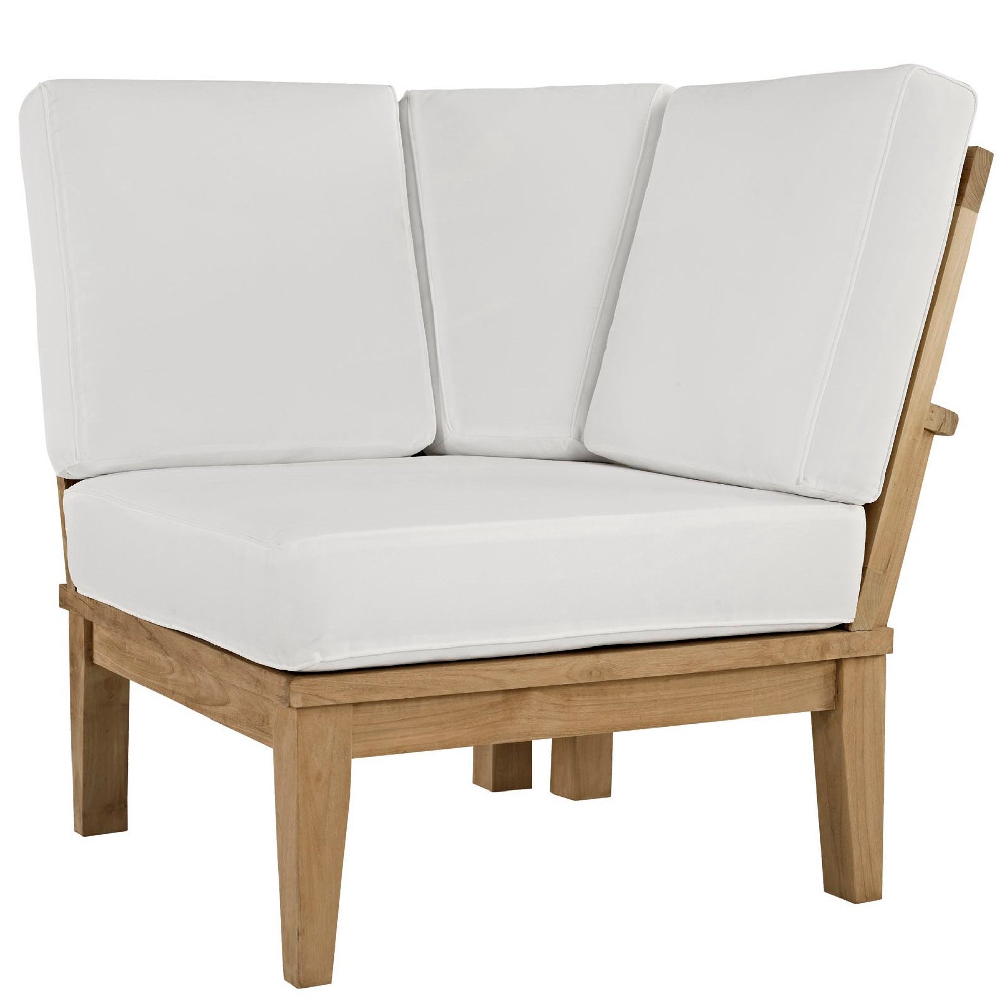 Marina Outdoor Patio Teak Corner Sofa, Natural White