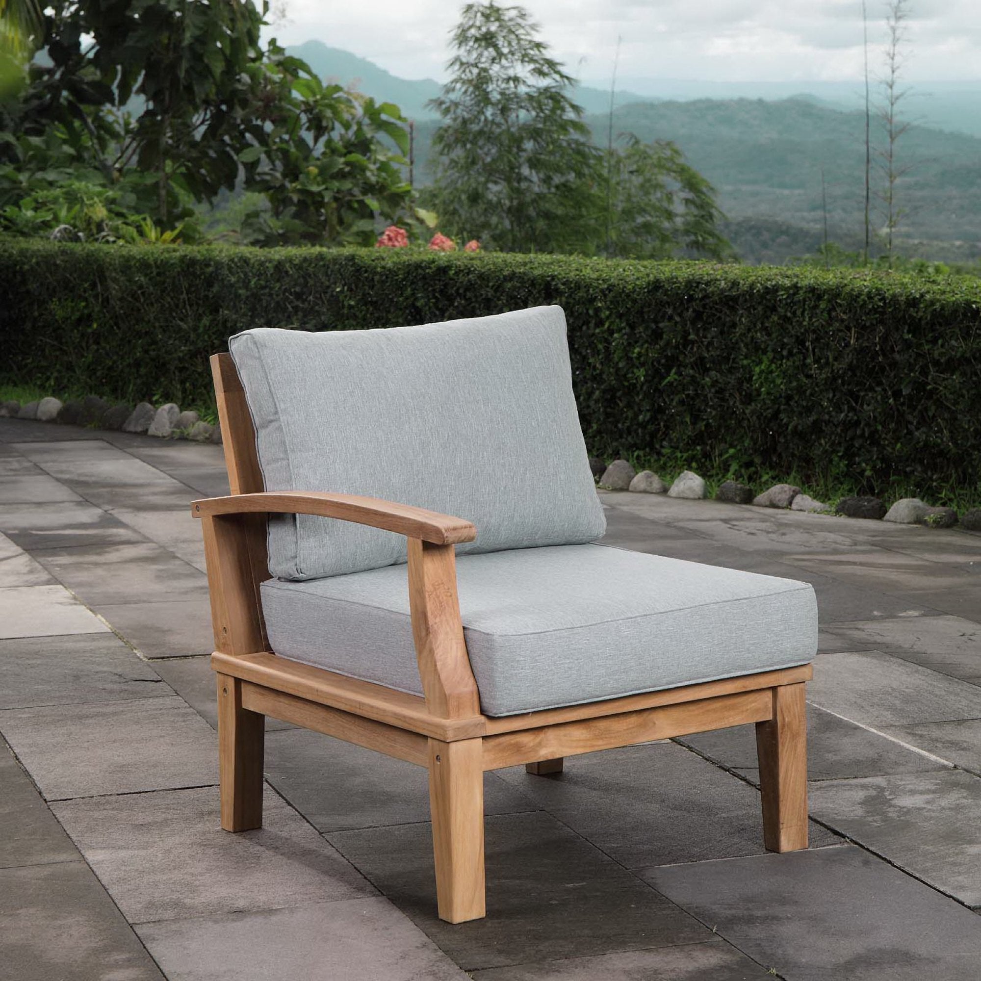 Marina Outdoor Patio Teak Left-Facing Sofa, Natural Gray