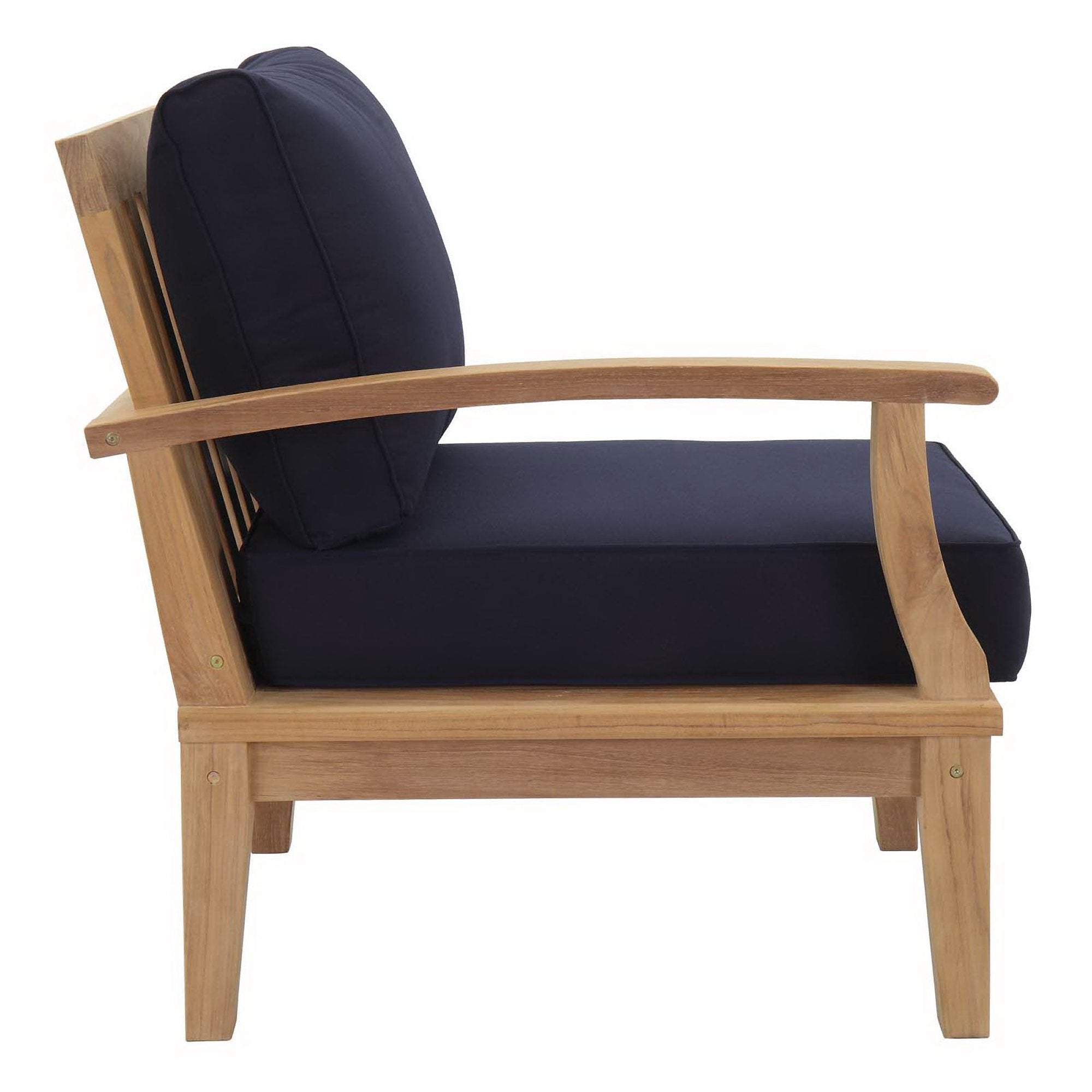 Marina Outdoor Patio Teak Left-Facing Sofa, Natural Navy