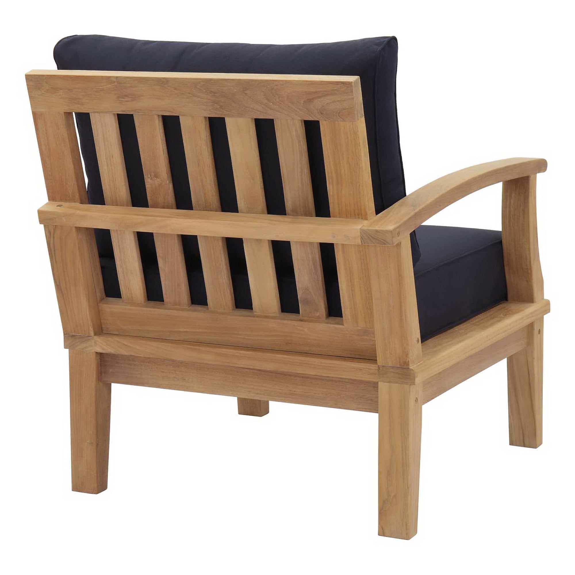 Marina Outdoor Patio Teak Left-Facing Sofa, Natural Navy