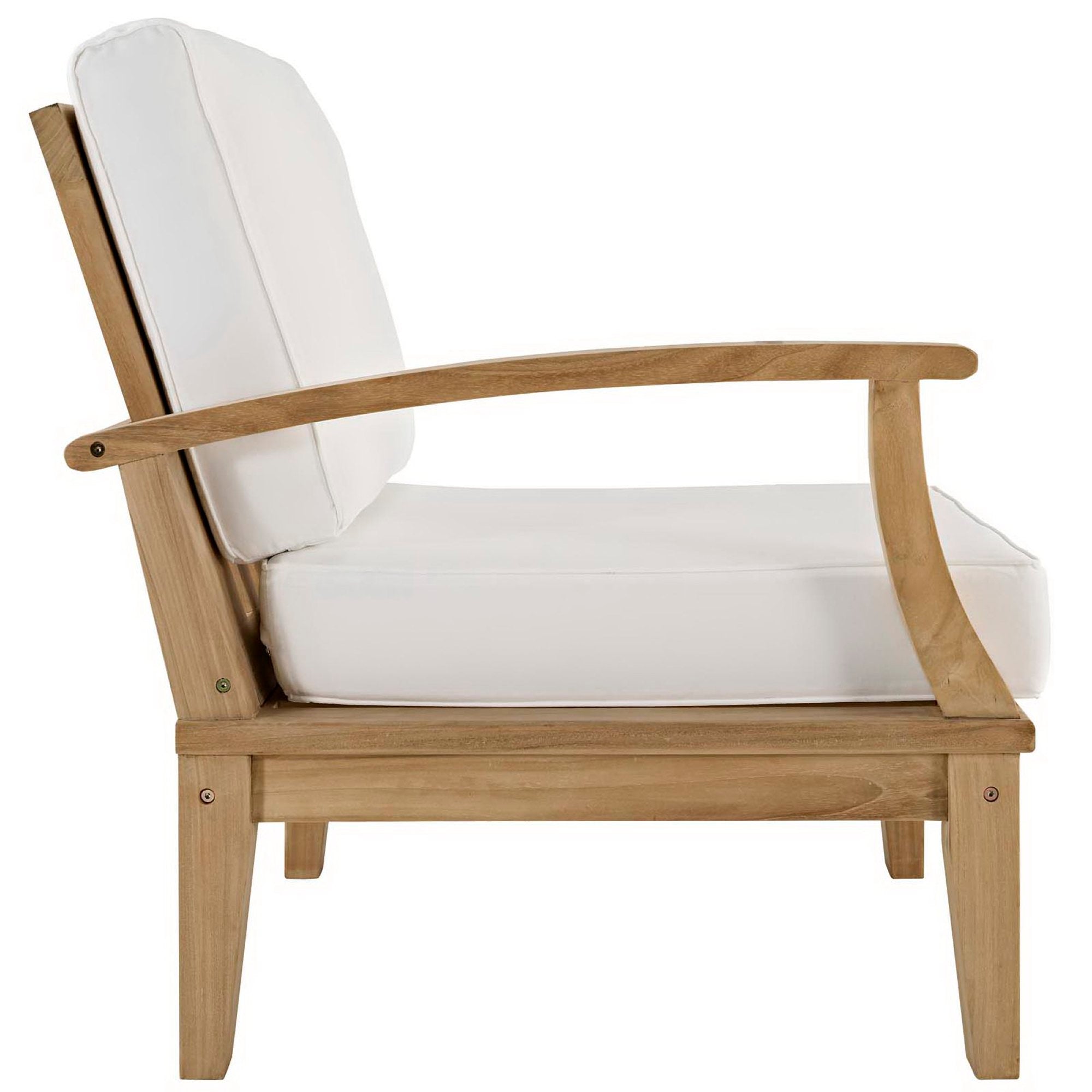 Marina Outdoor Patio Teak Left-Facing Sofa, Natural White