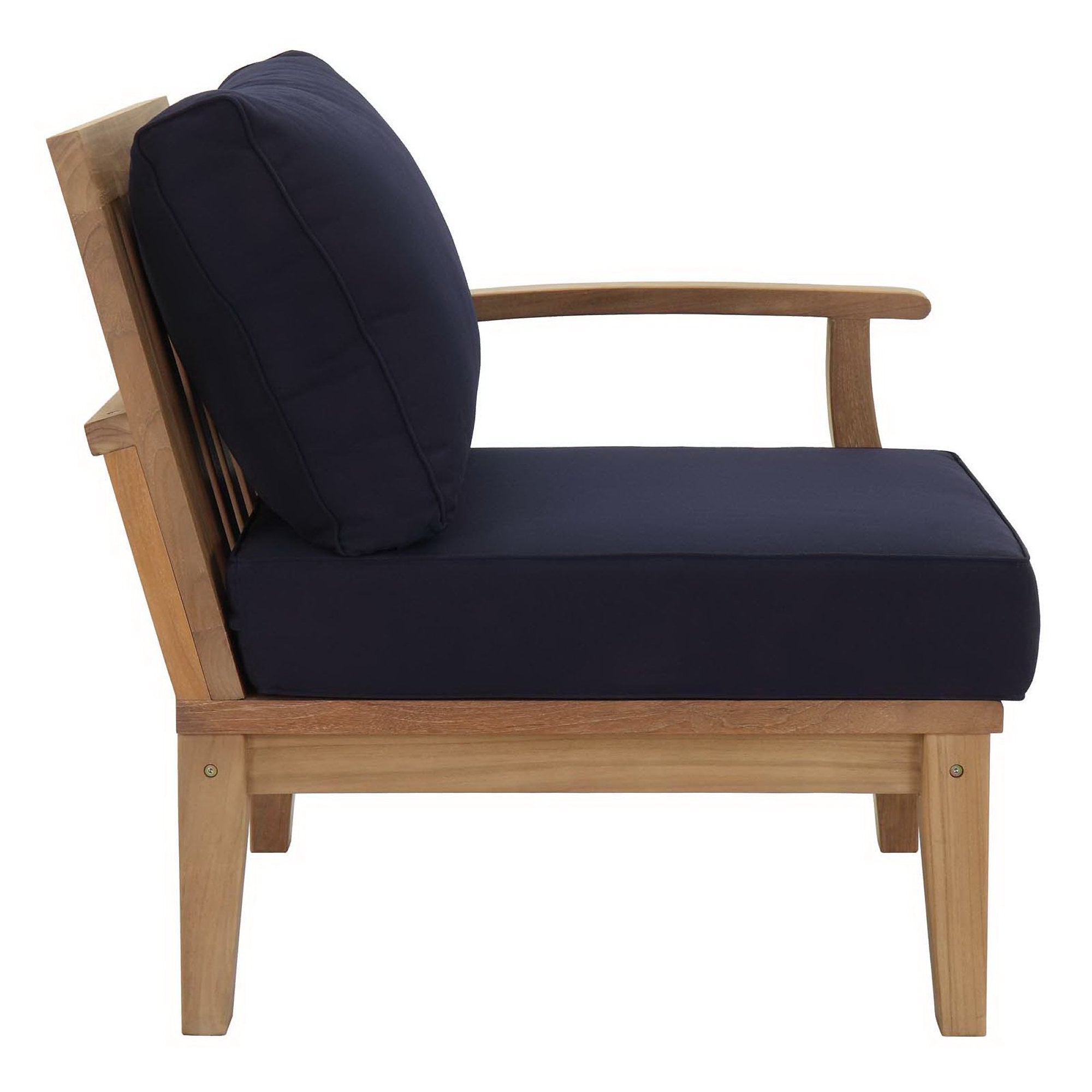 Marina Outdoor Patio Teak Right-Facing Sofa, Natural Navy