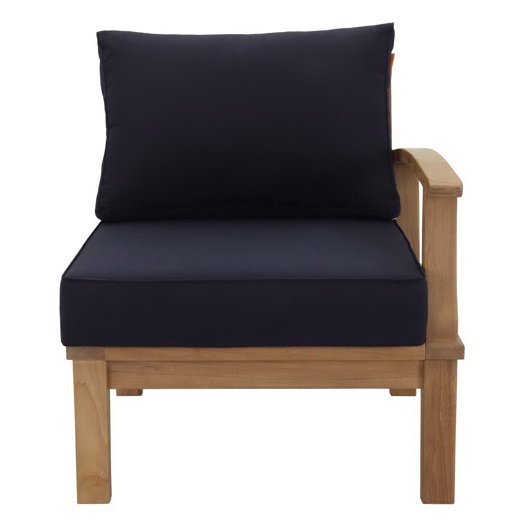 Marina Outdoor Patio Teak Right-Facing Sofa, Natural Navy