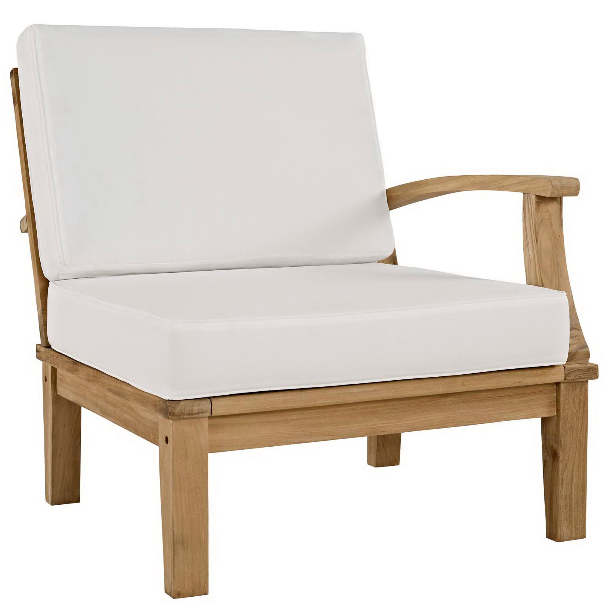 Marina Outdoor Patio Teak Right-Facing Sofa, Natural White