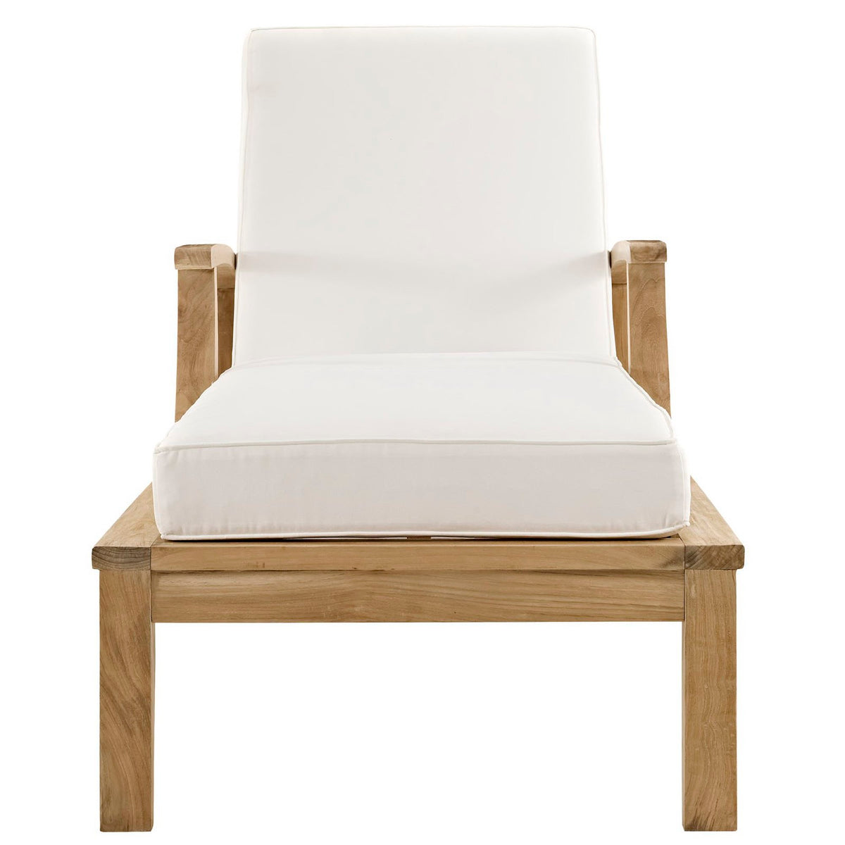 Marina Outdoor Patio Teak Single Chaise, Natural White