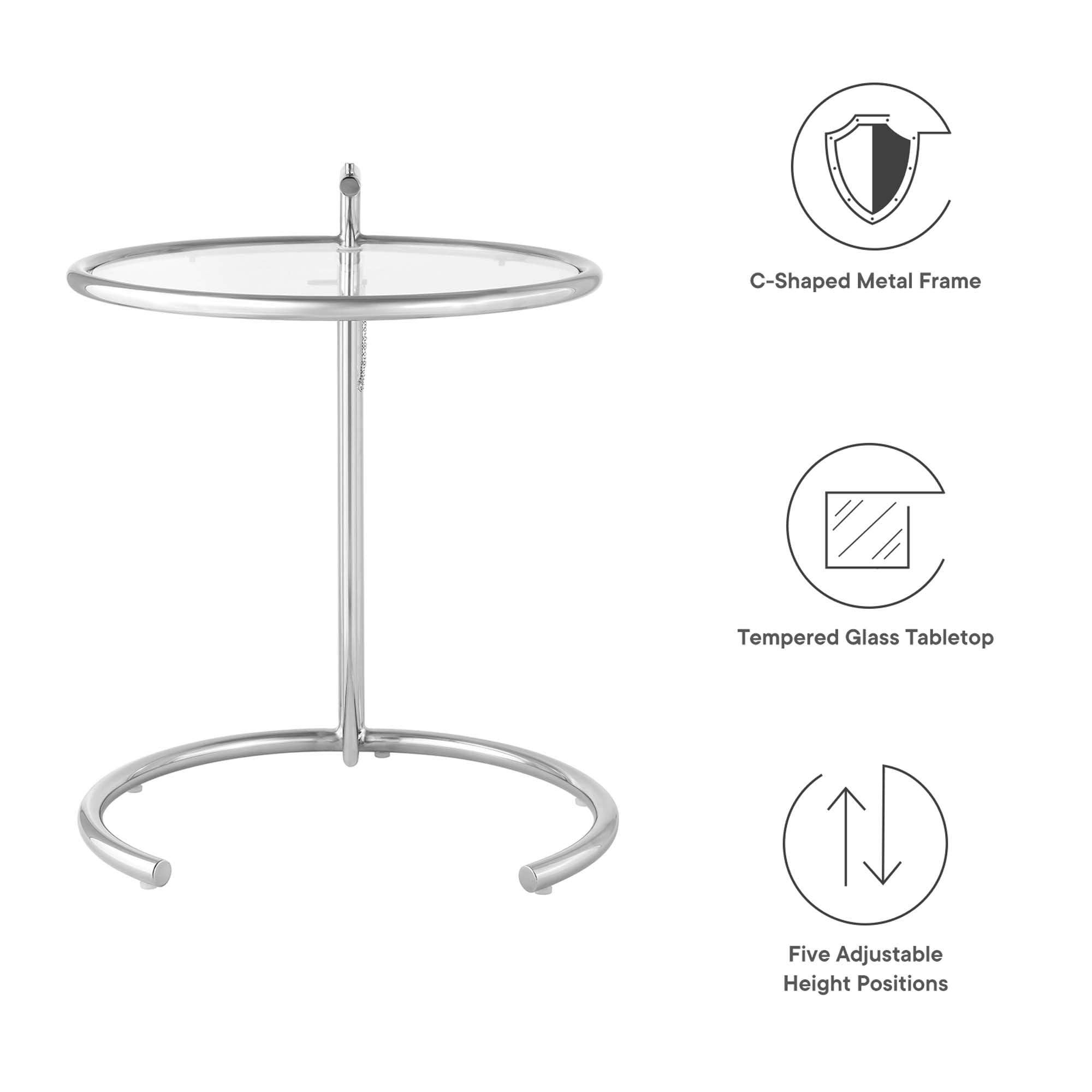 Eileen Gray Metal Side Table, Silver