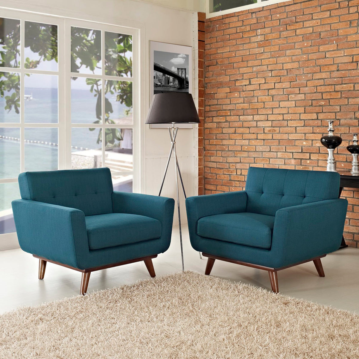 Engage Wood Armchair Set of 2, Azure