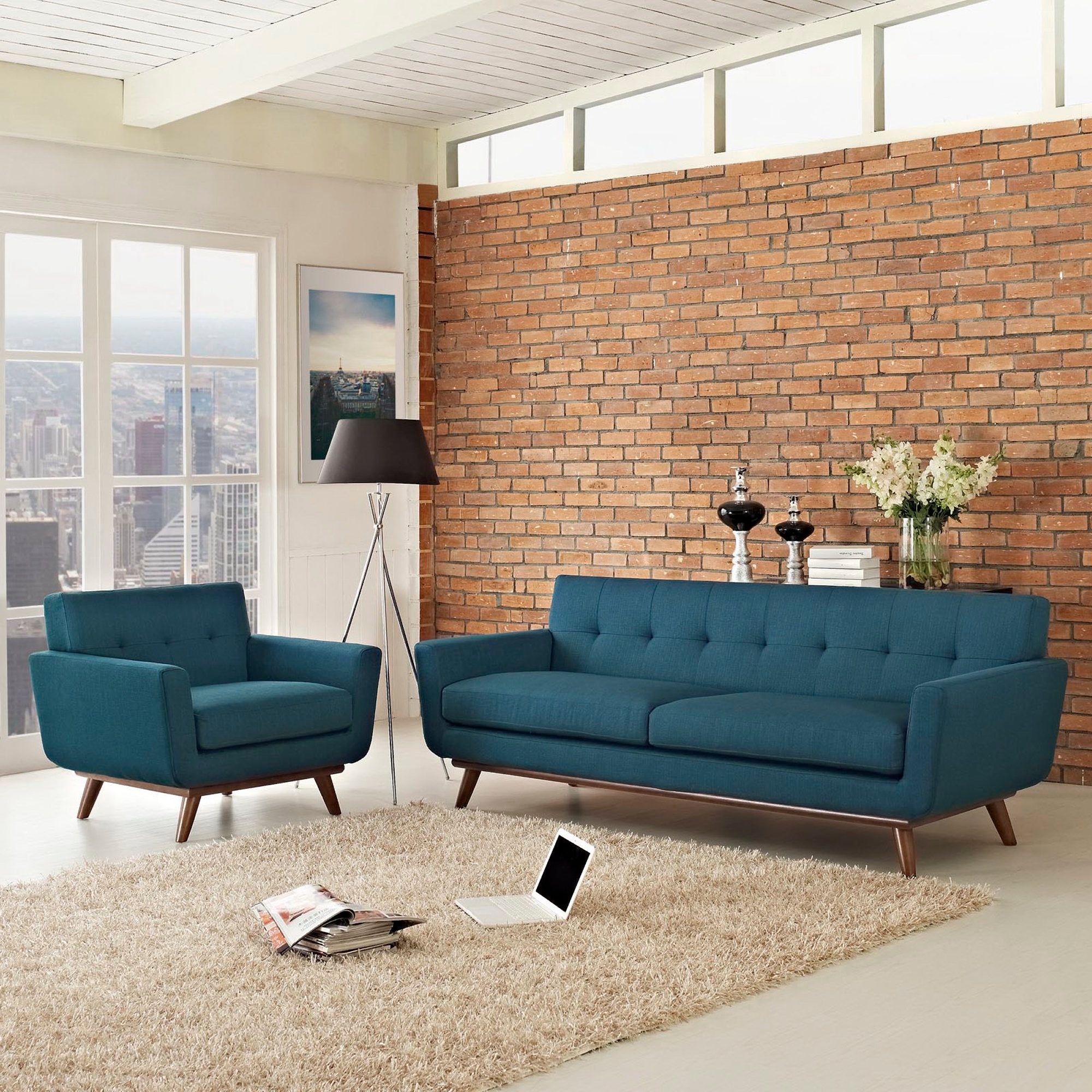 Engage Armchair and Sofa Set of 2, Azure