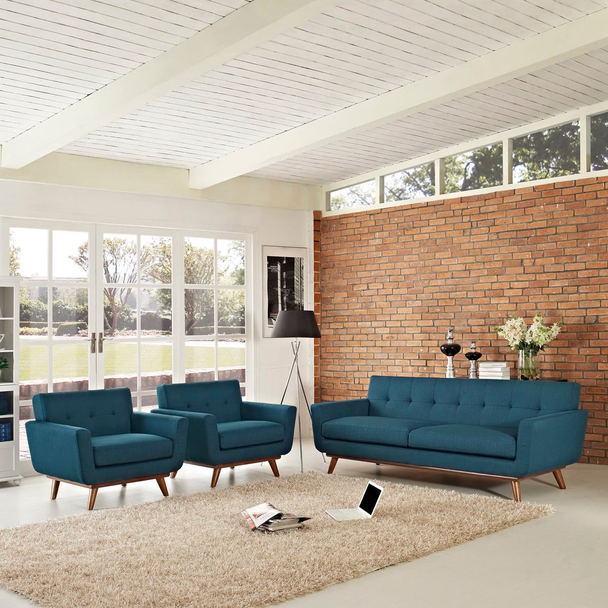 Engage Armchairs and Sofa Set of 3, Azure
