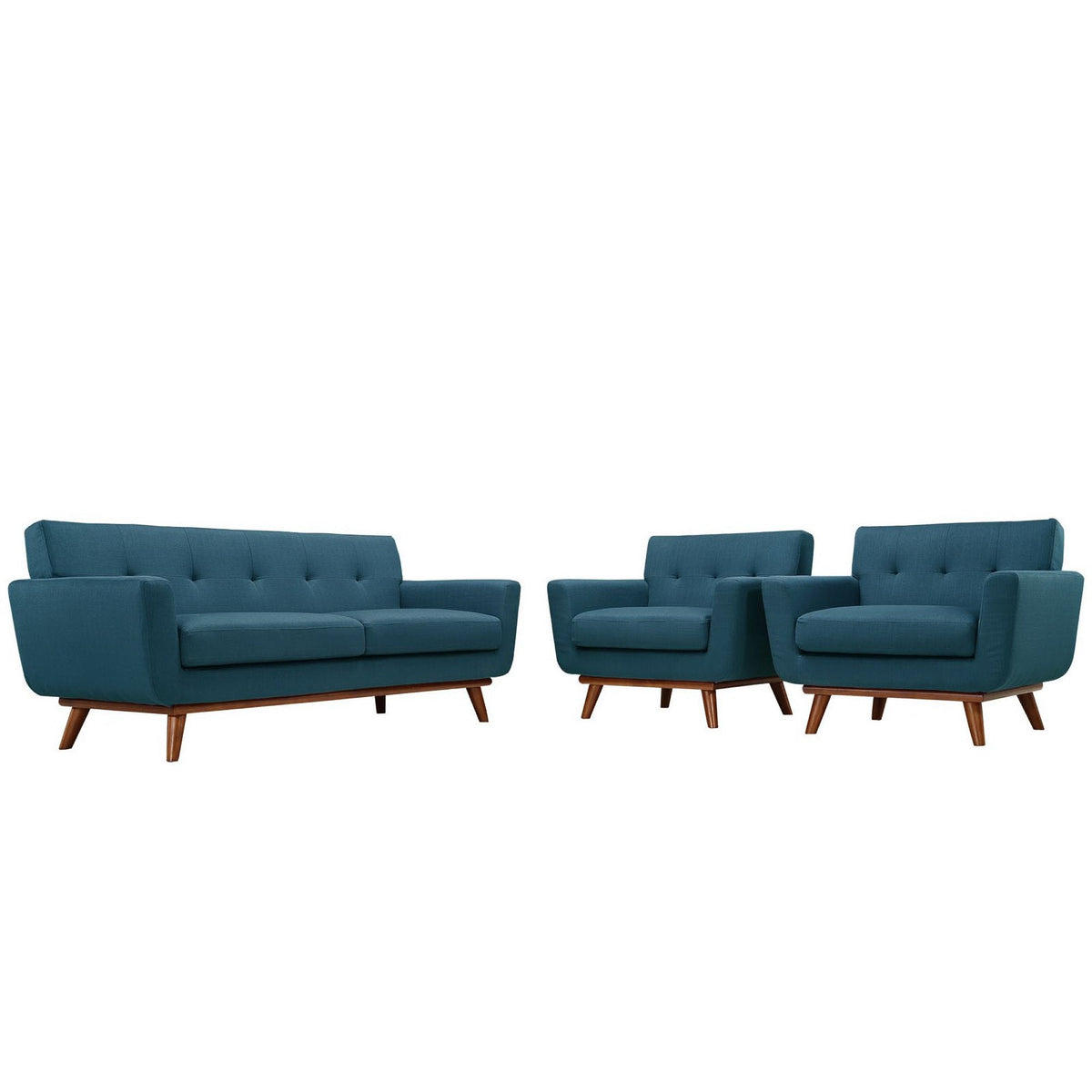 Engage Armchairs and Loveseat Set of 3, Azure
