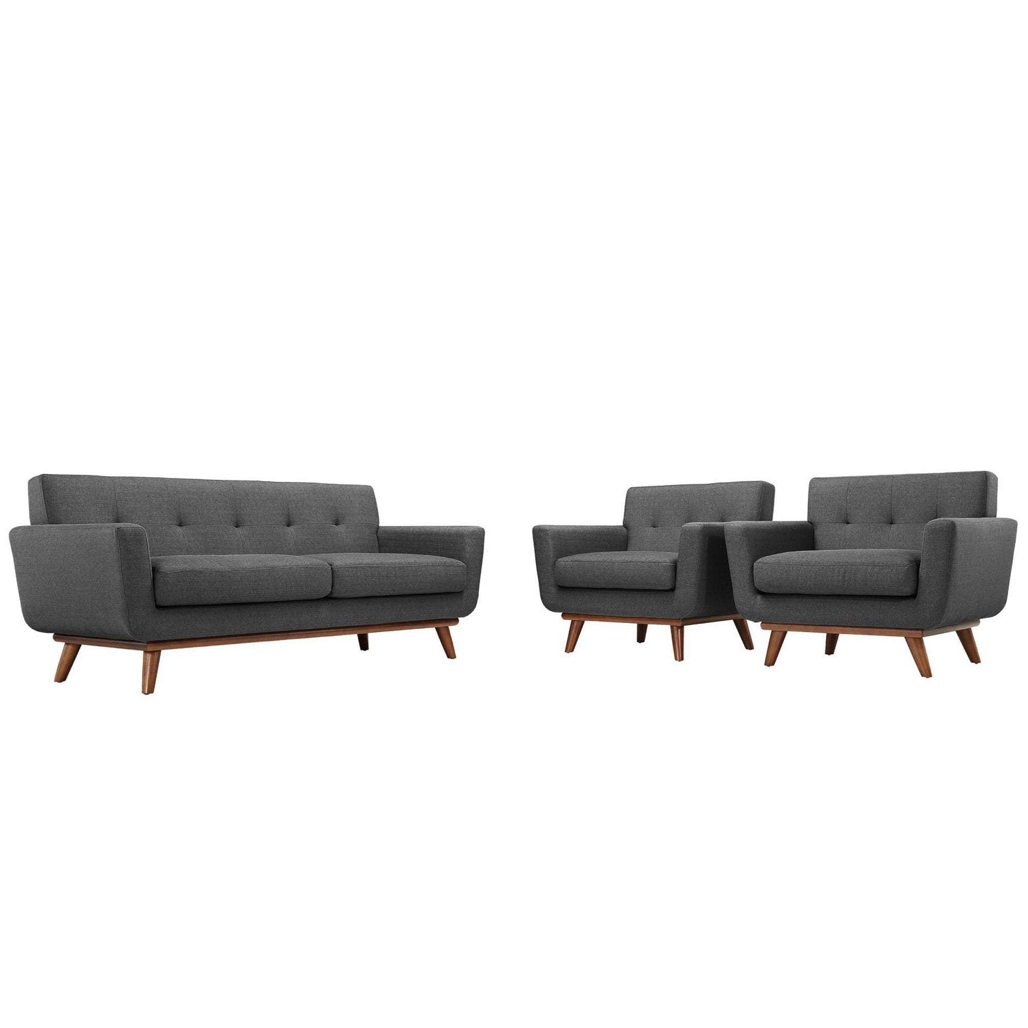 Engage Armchairs and Loveseat Set of 3, Gray