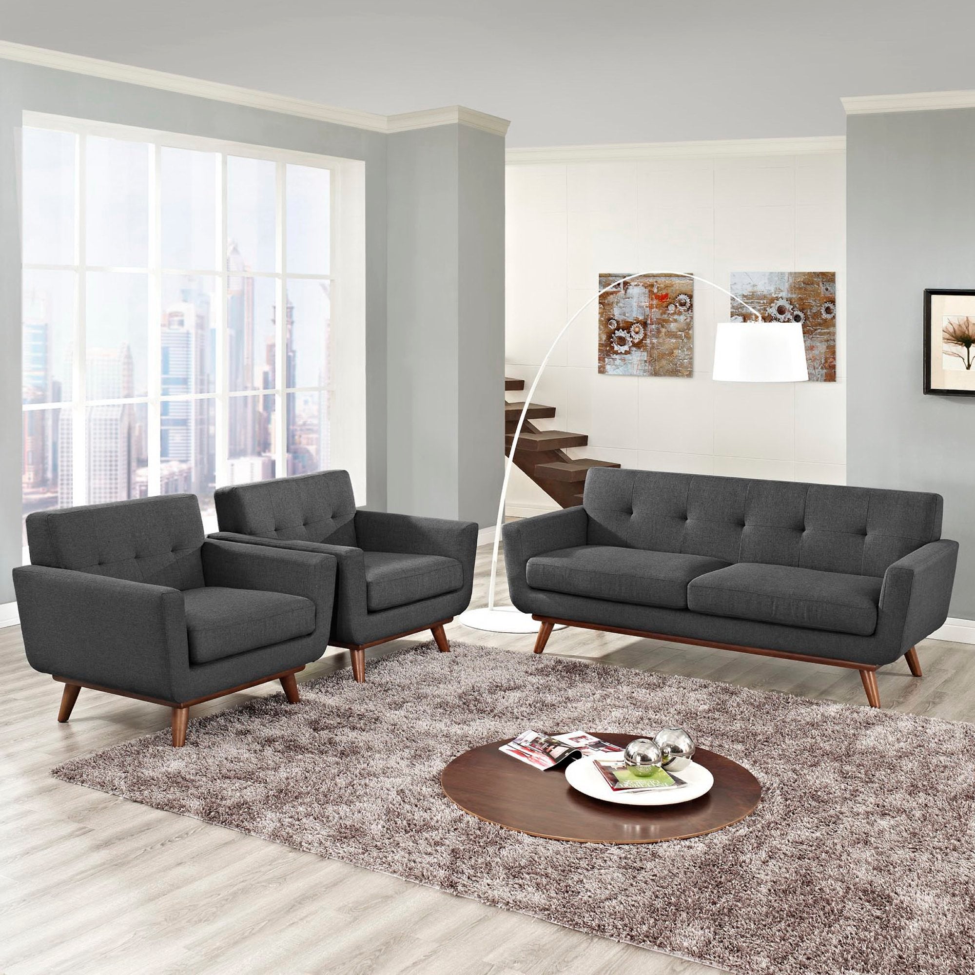 Engage Armchairs and Loveseat Set of 3, Gray