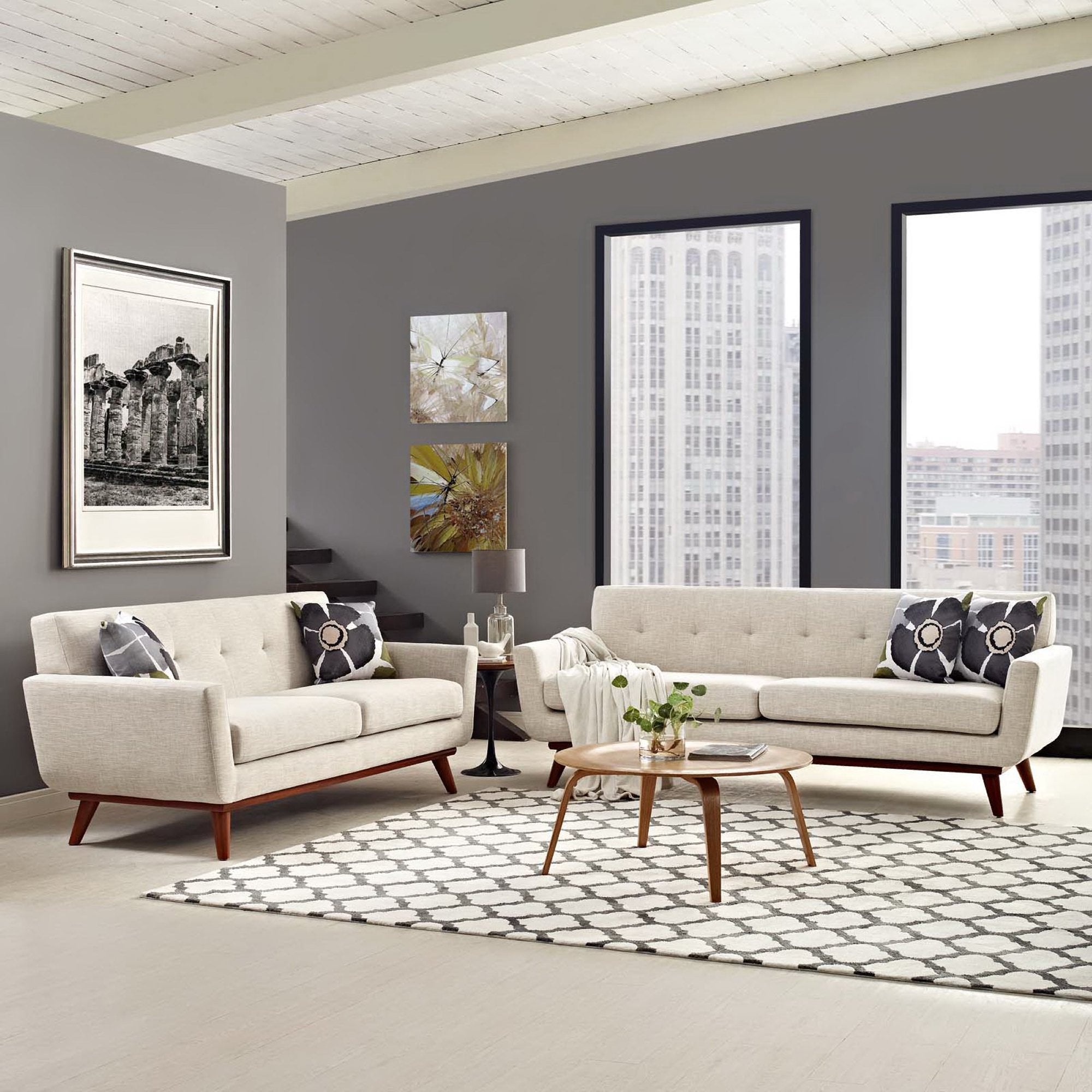 Engage Loveseat and Sofa Set of 2, Beige