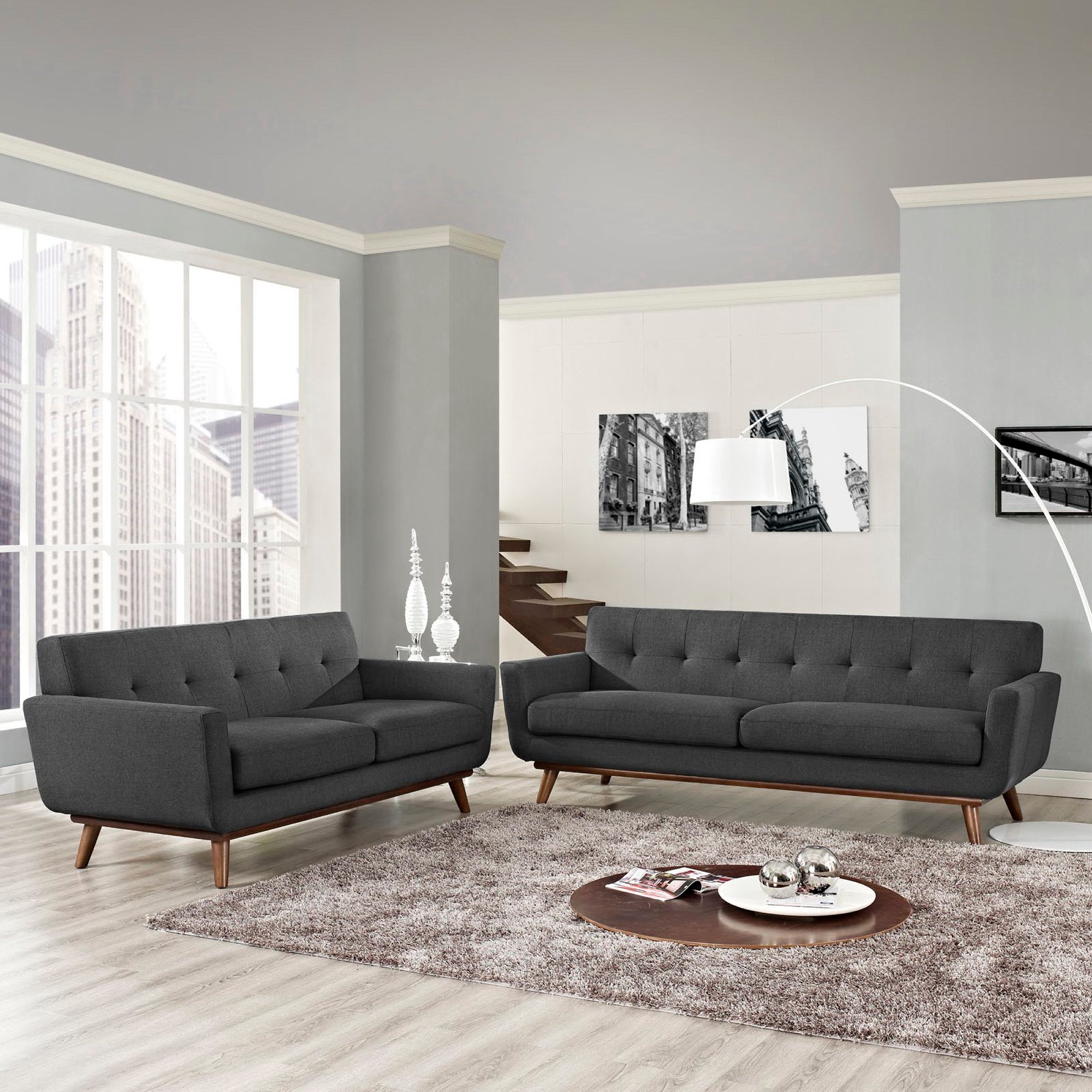 Engage Loveseat and Sofa Set of 2, Gray