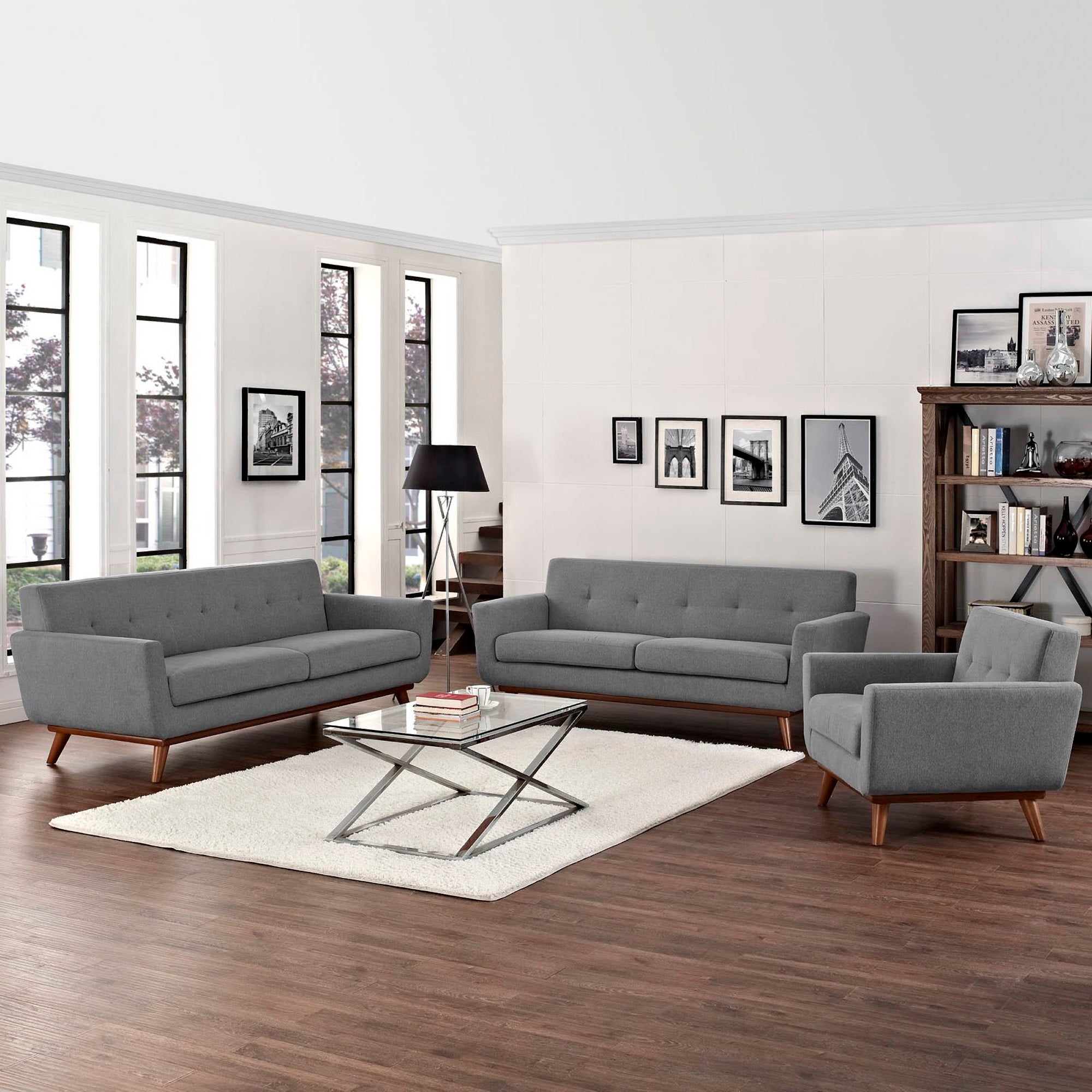 Engage Sofa Loveseat and Armchair Set of 3, Expectation Gray
