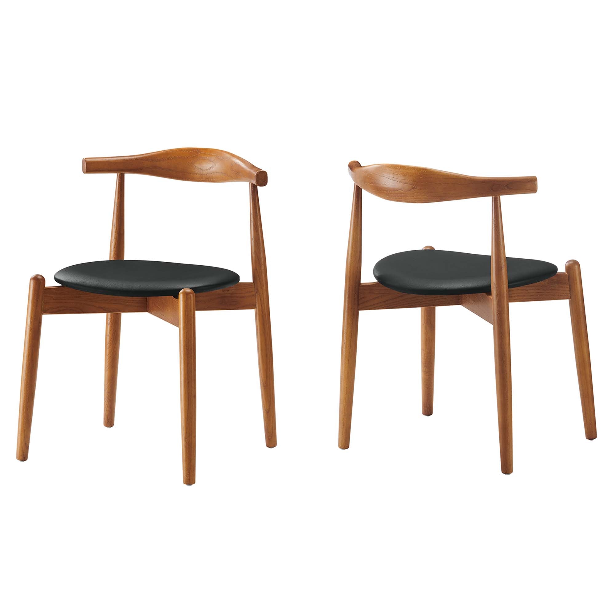 Stalwart Dining Side Chairs Set of 2, Dark Walnut Black